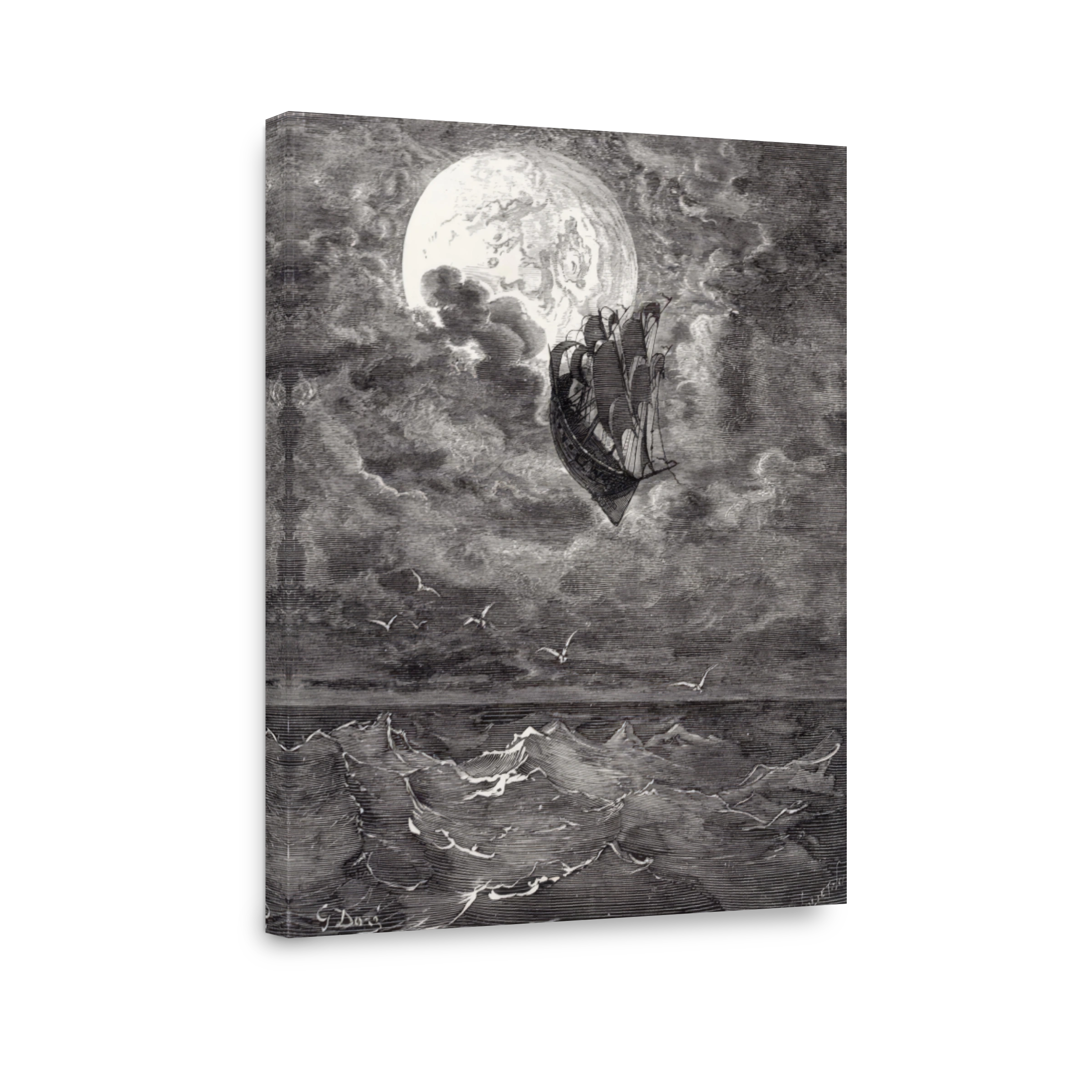 Ship Sailing Through the Moon