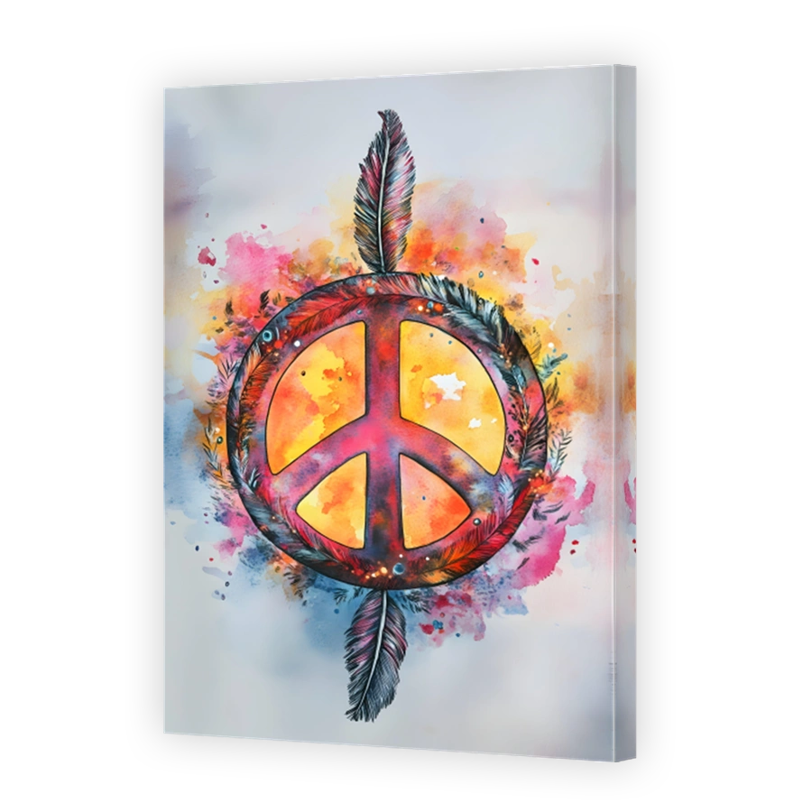 Vibrant Watercolour Peace Symbol Art