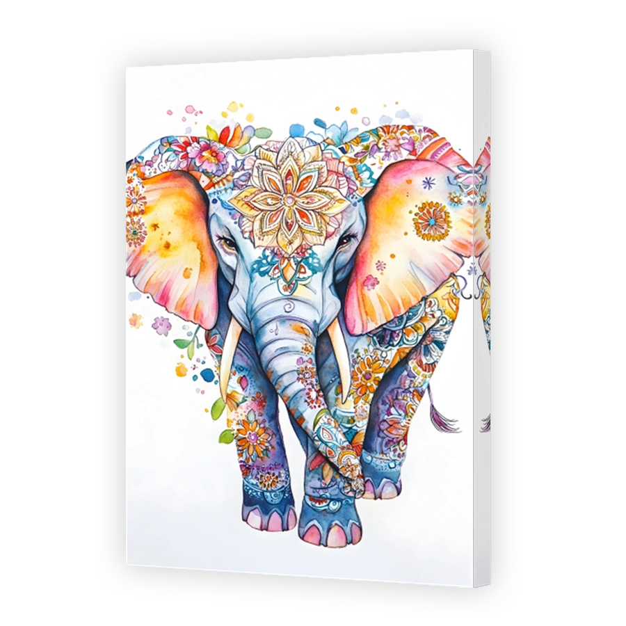 Colourful Elephant Watercolour Art
