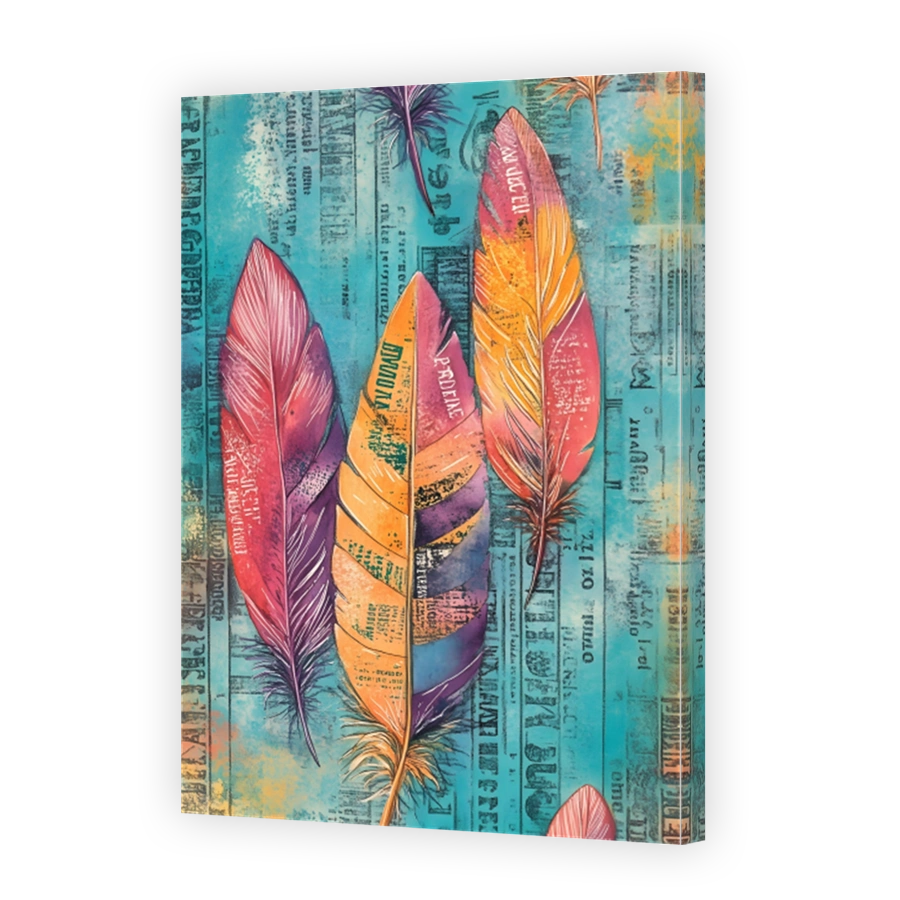 Vibrant Feathers on Teal Background