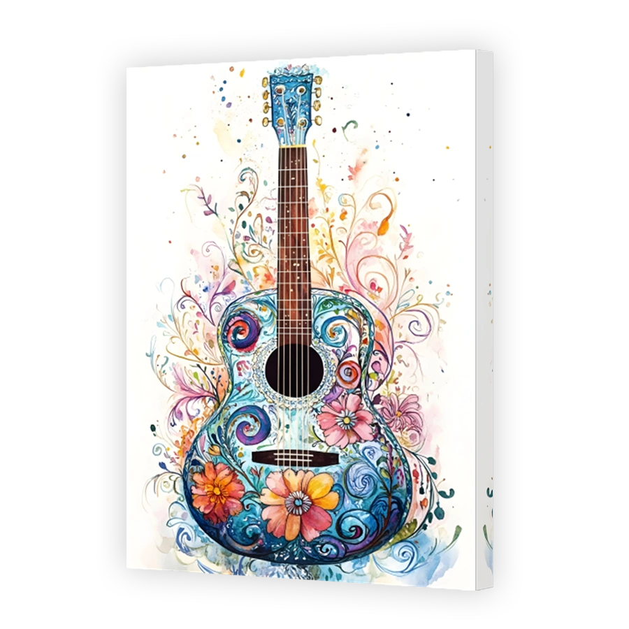 Vibrant Watercolour Guitar Art