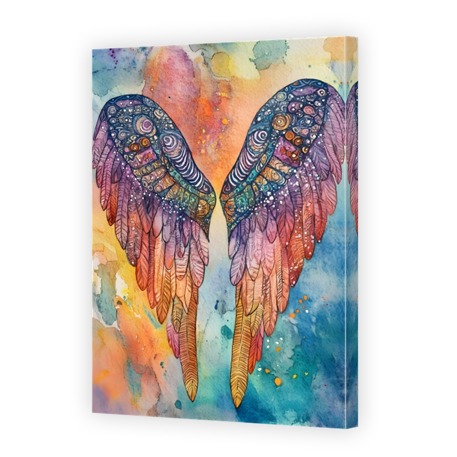 Whimsical Angel Wings Watercolour Art