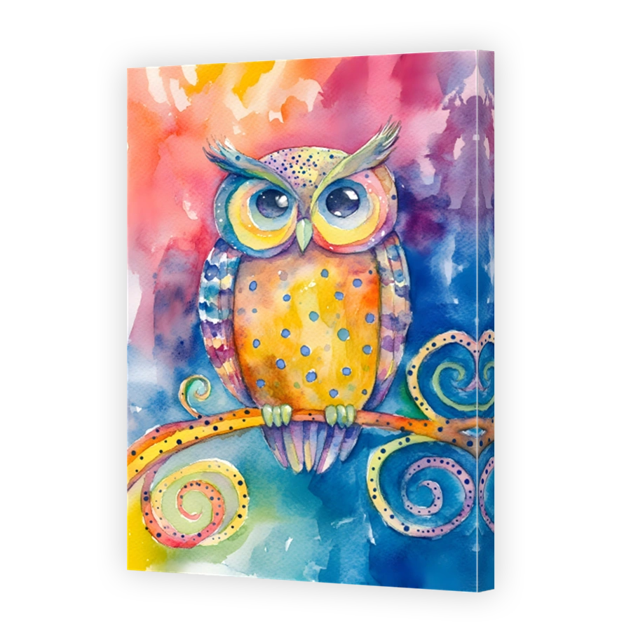 Whimsical Watercolour Owl Art