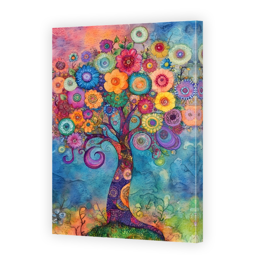 Vibrant Whimsical Tree of Life Artwork