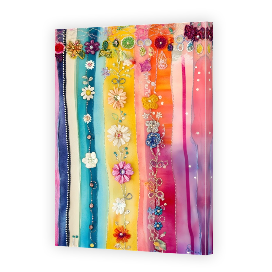 Vibrant Floral Textile Art