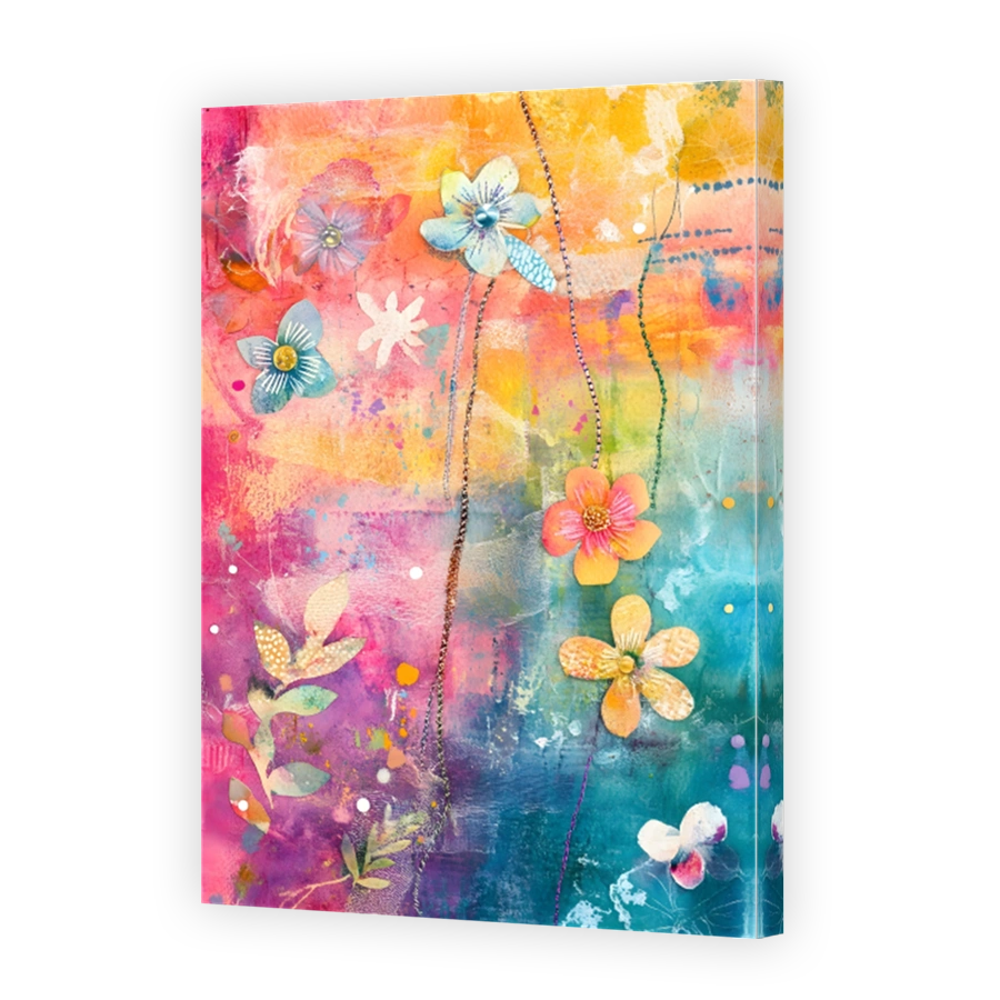 Vibrant Floral Mixed Media Collage