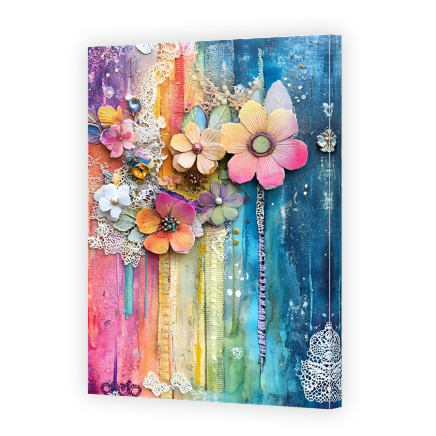 Vibrant Floral Mixed Media Artwork