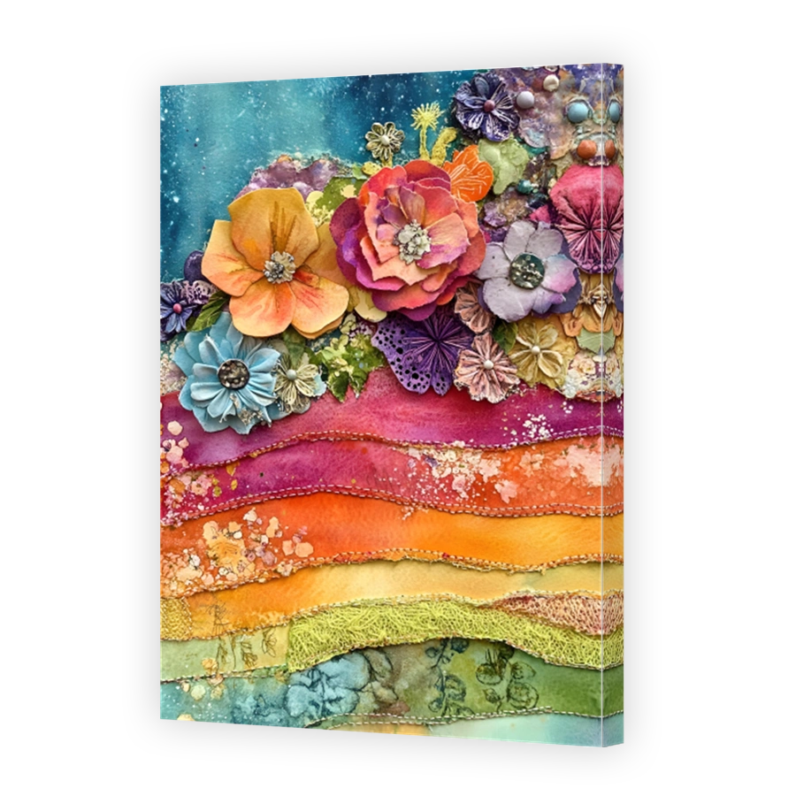 Vibrant Floral Mixed Media Collage