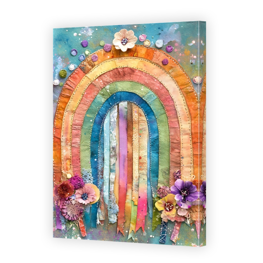 Vibrant Mixed Media Rainbow Artwork