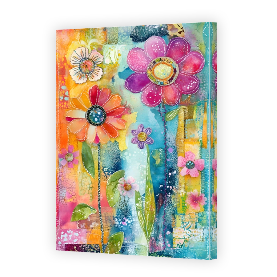 Vibrant Floral Mixed Media Art