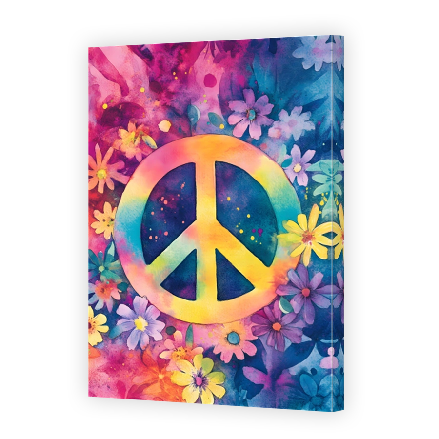 Vibrant Peace Symbol Watercolour Art