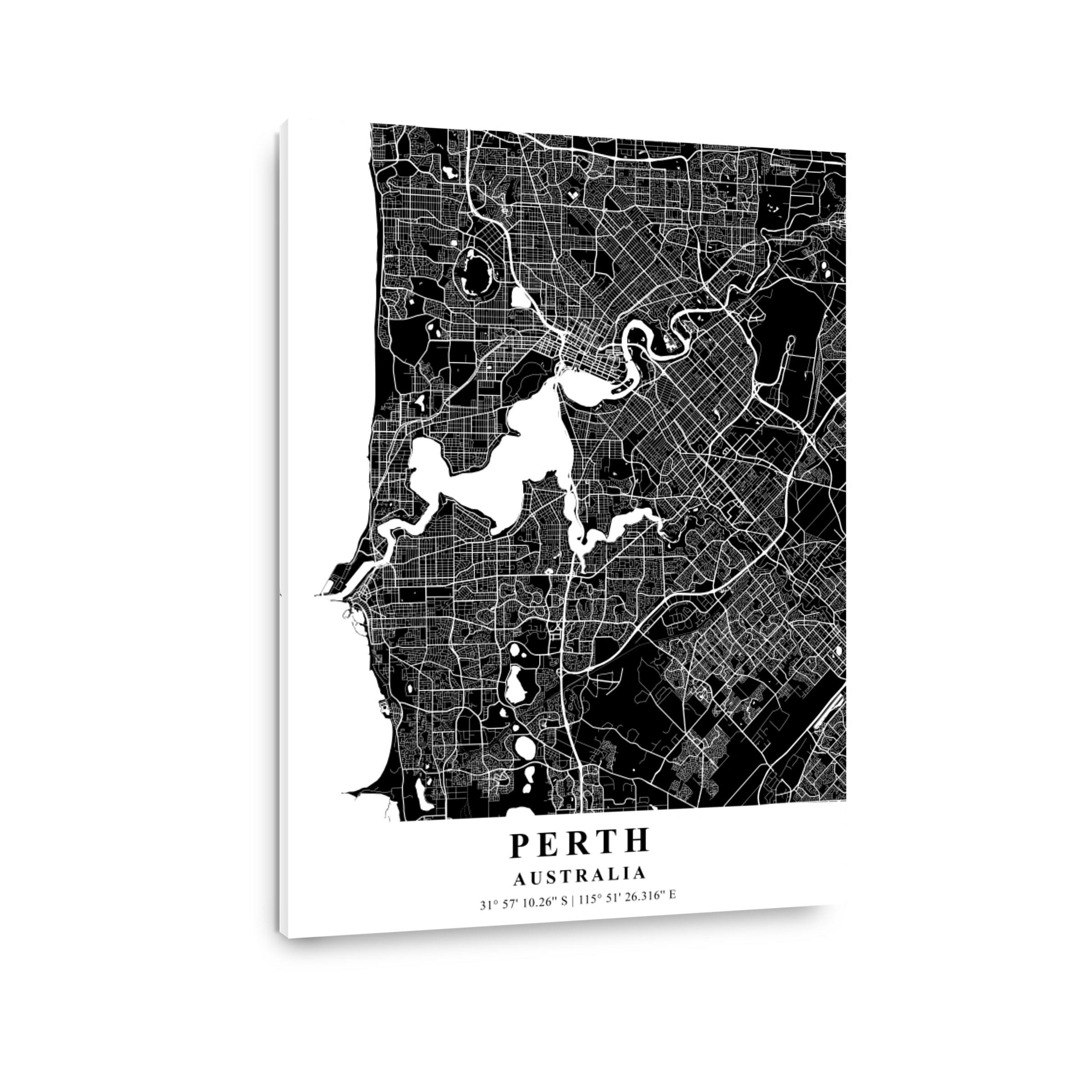 Perth   Australia Black Plane Map