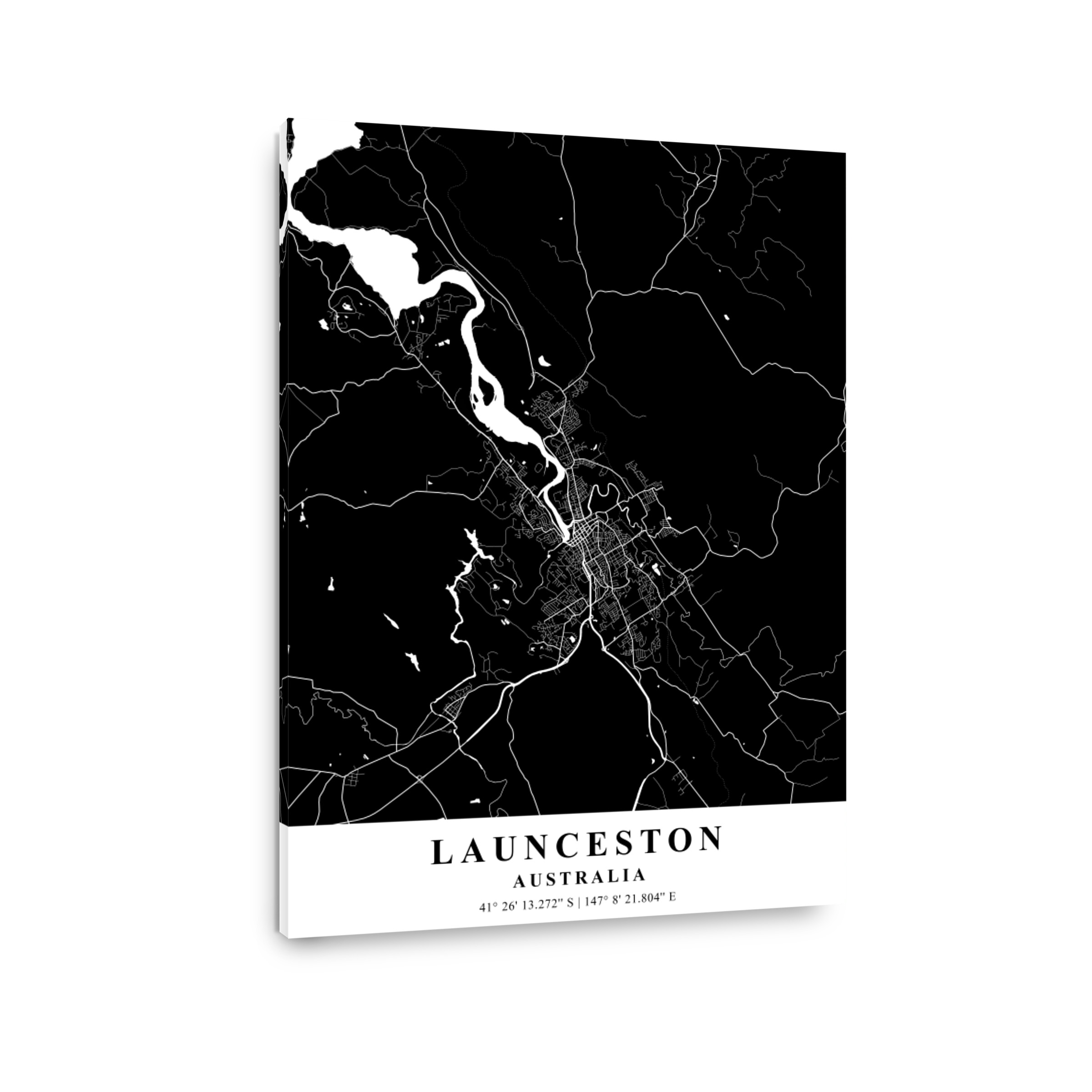 Launceston Australia Black Plane Map