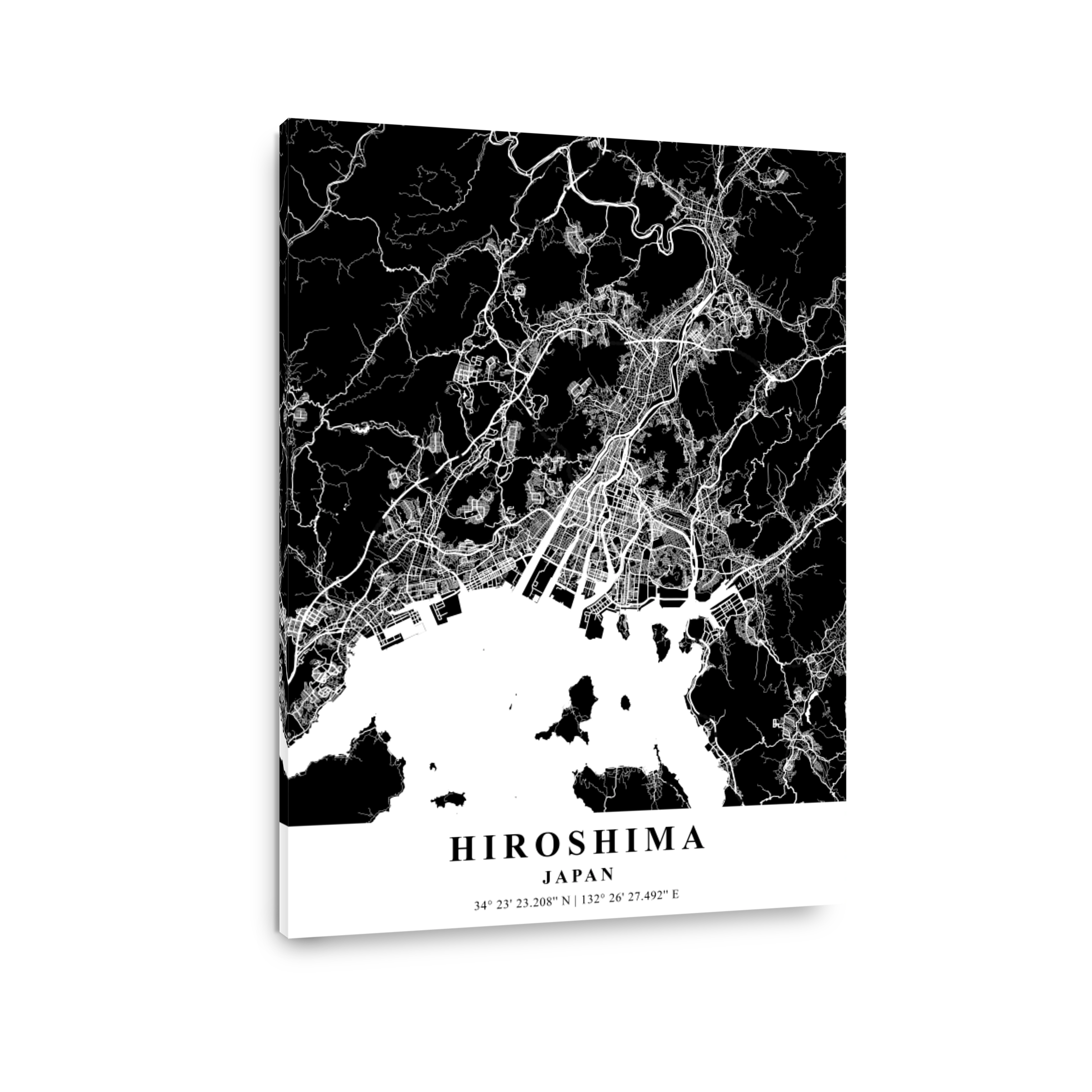 Hiroshima   Japan Black Plane Map