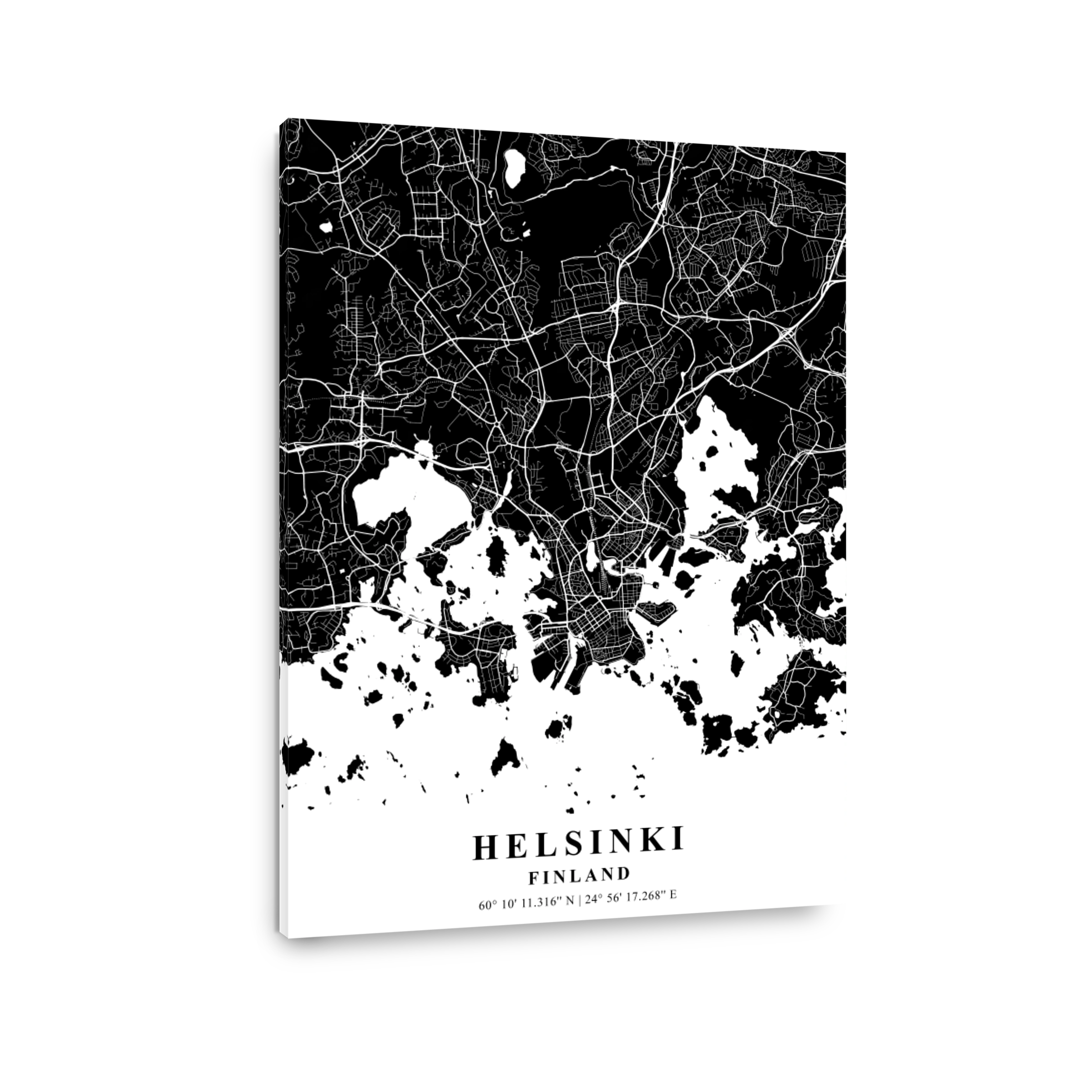 Helsinki   Finland Black Plane Map