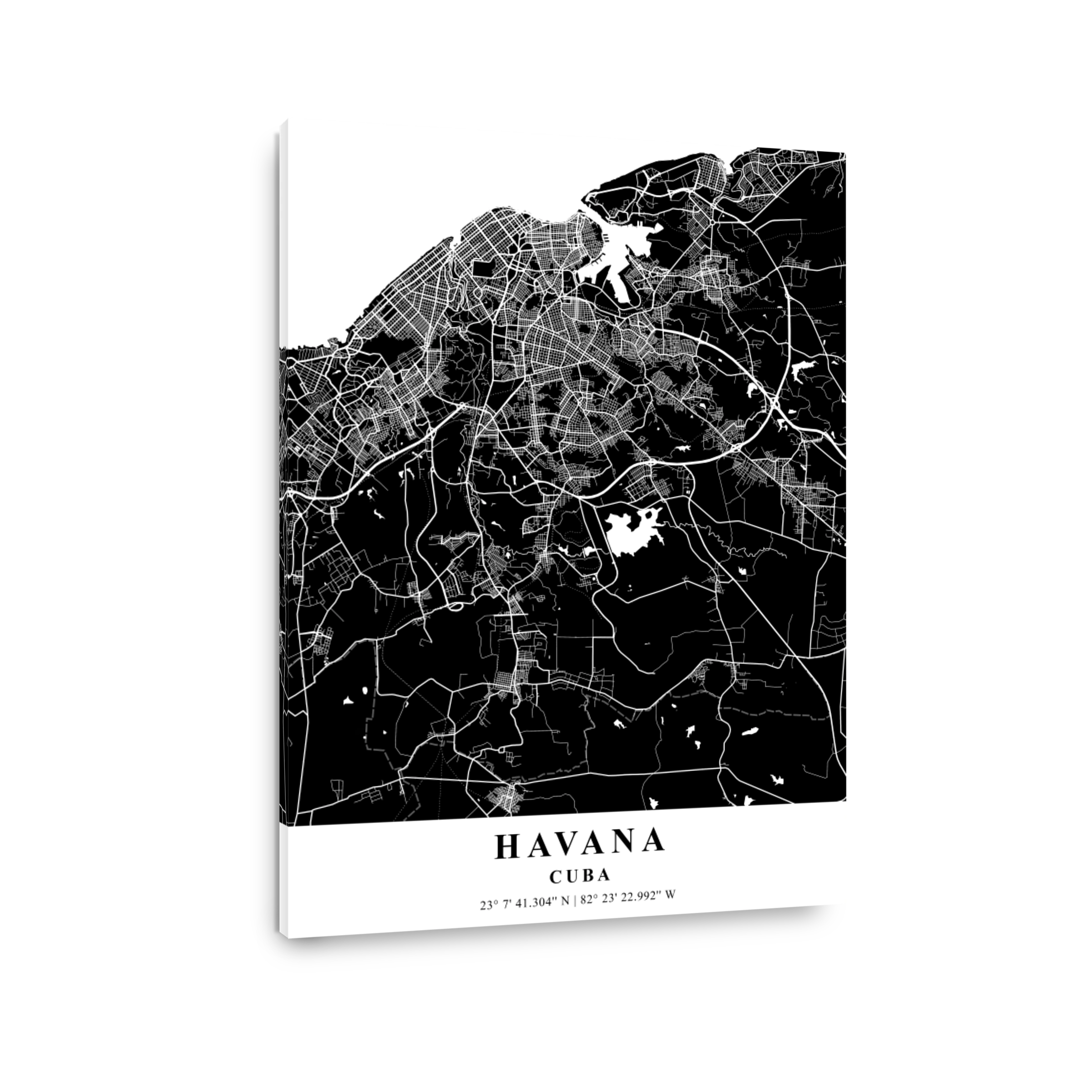 Havana   Cuba Black Plane Map