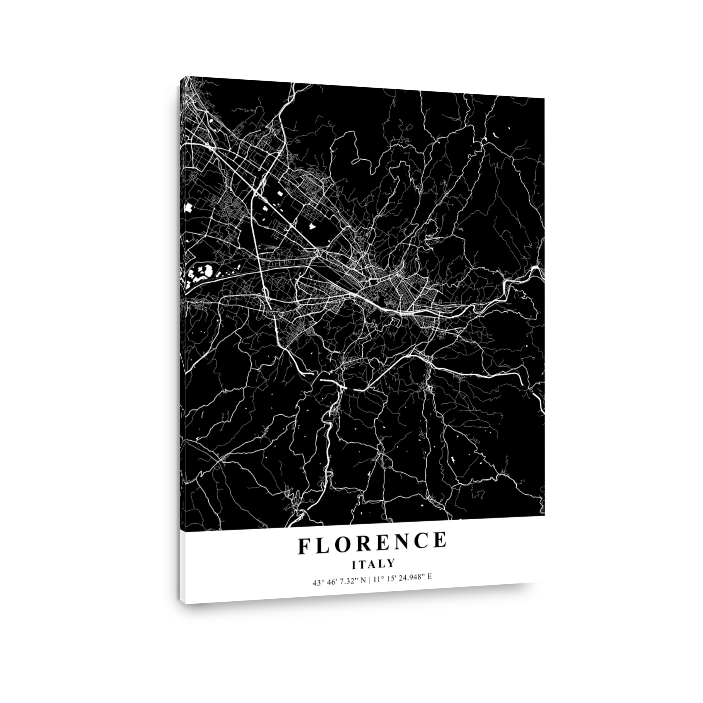 Florence   Italy Black Plane Map