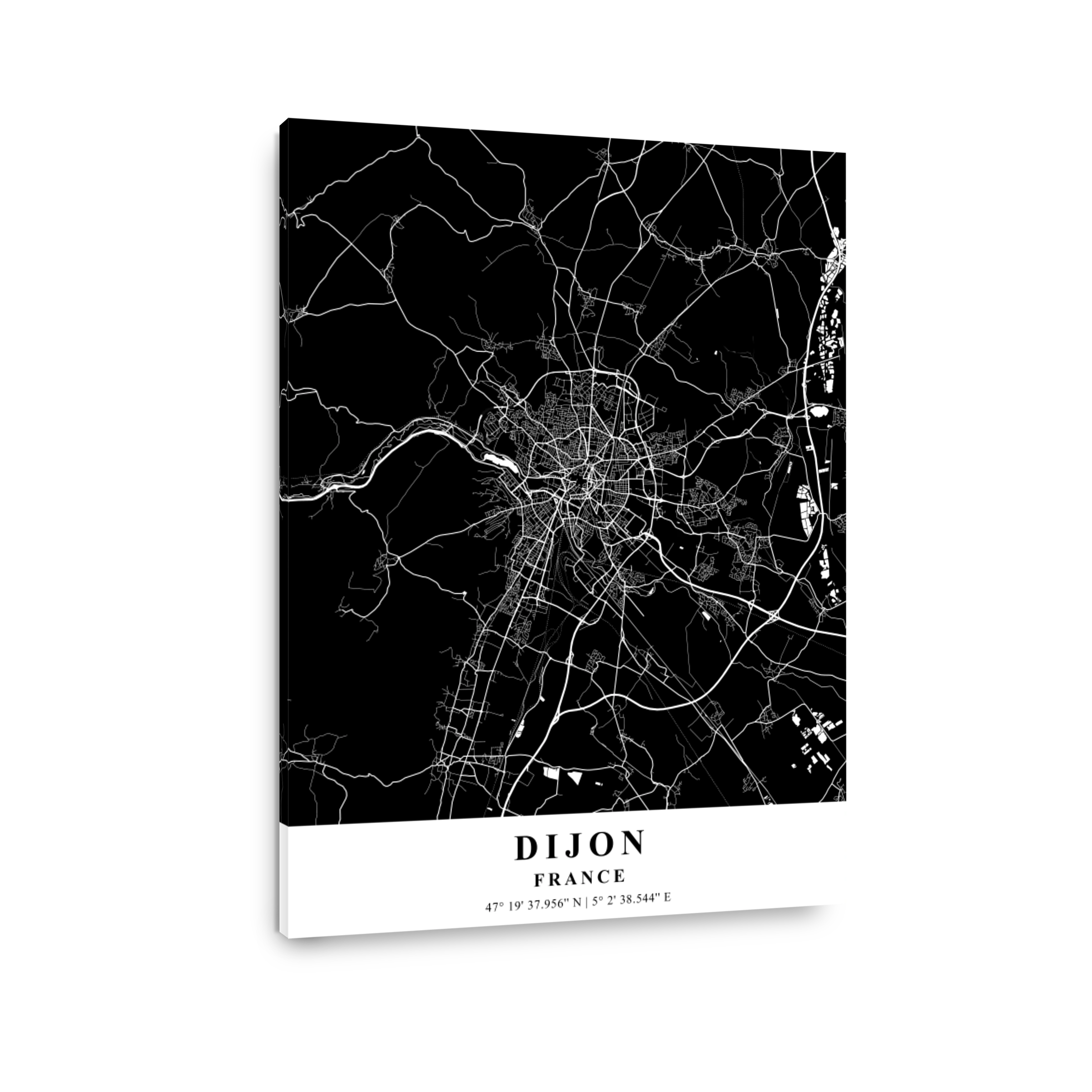 Dijon   France Black Plane Map