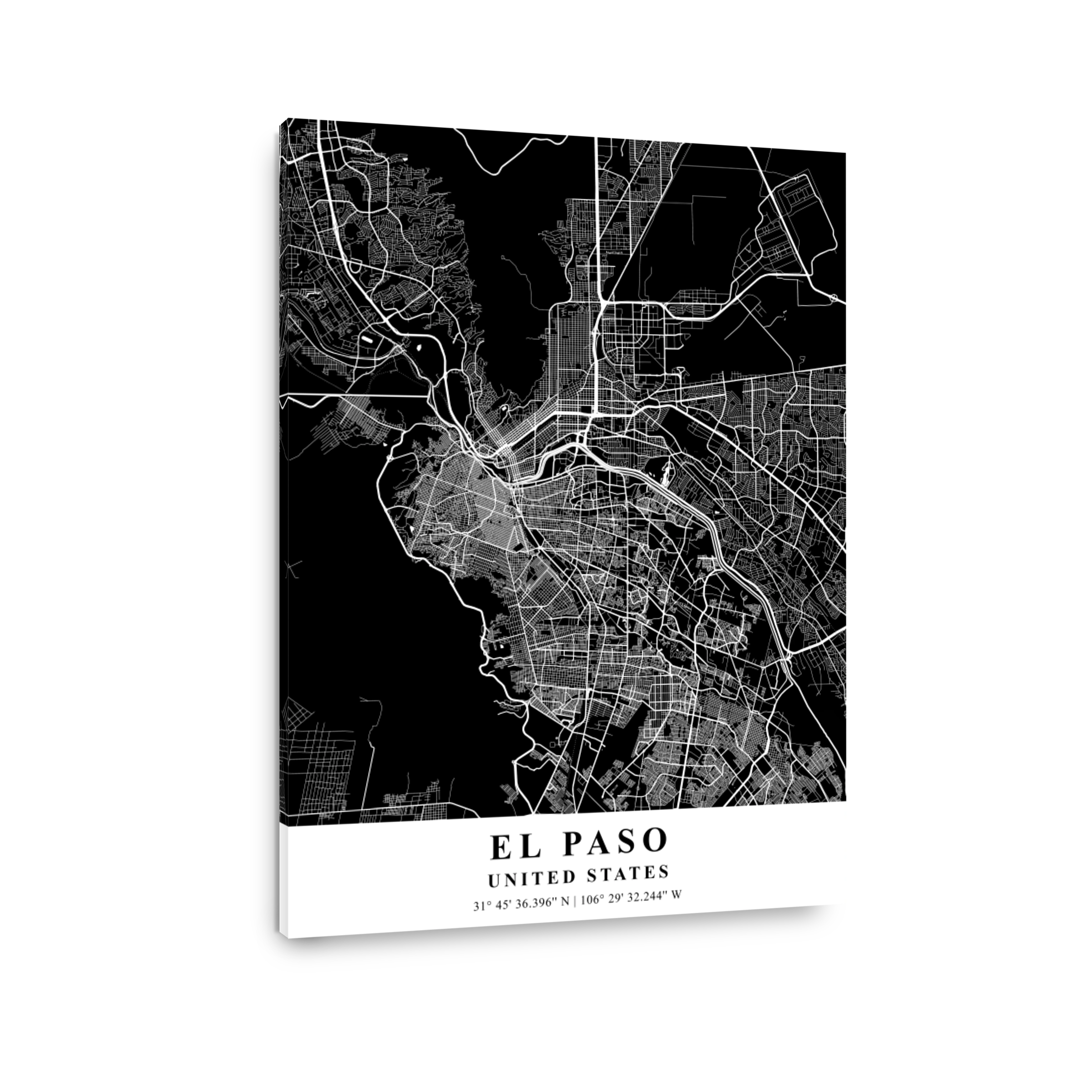 El Paso   United States Black Plane Map