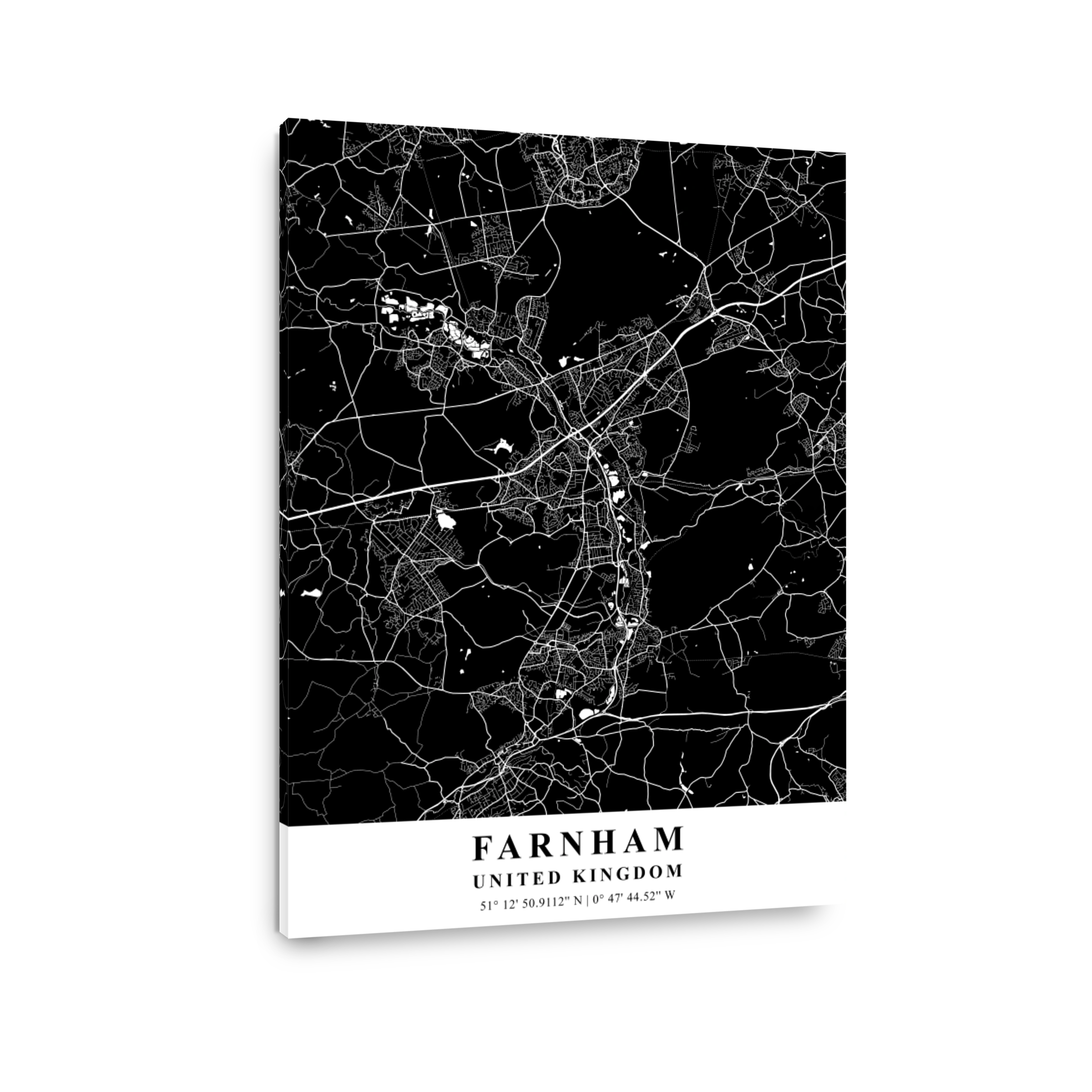 Farnham   United Kingdom Black Plane Map