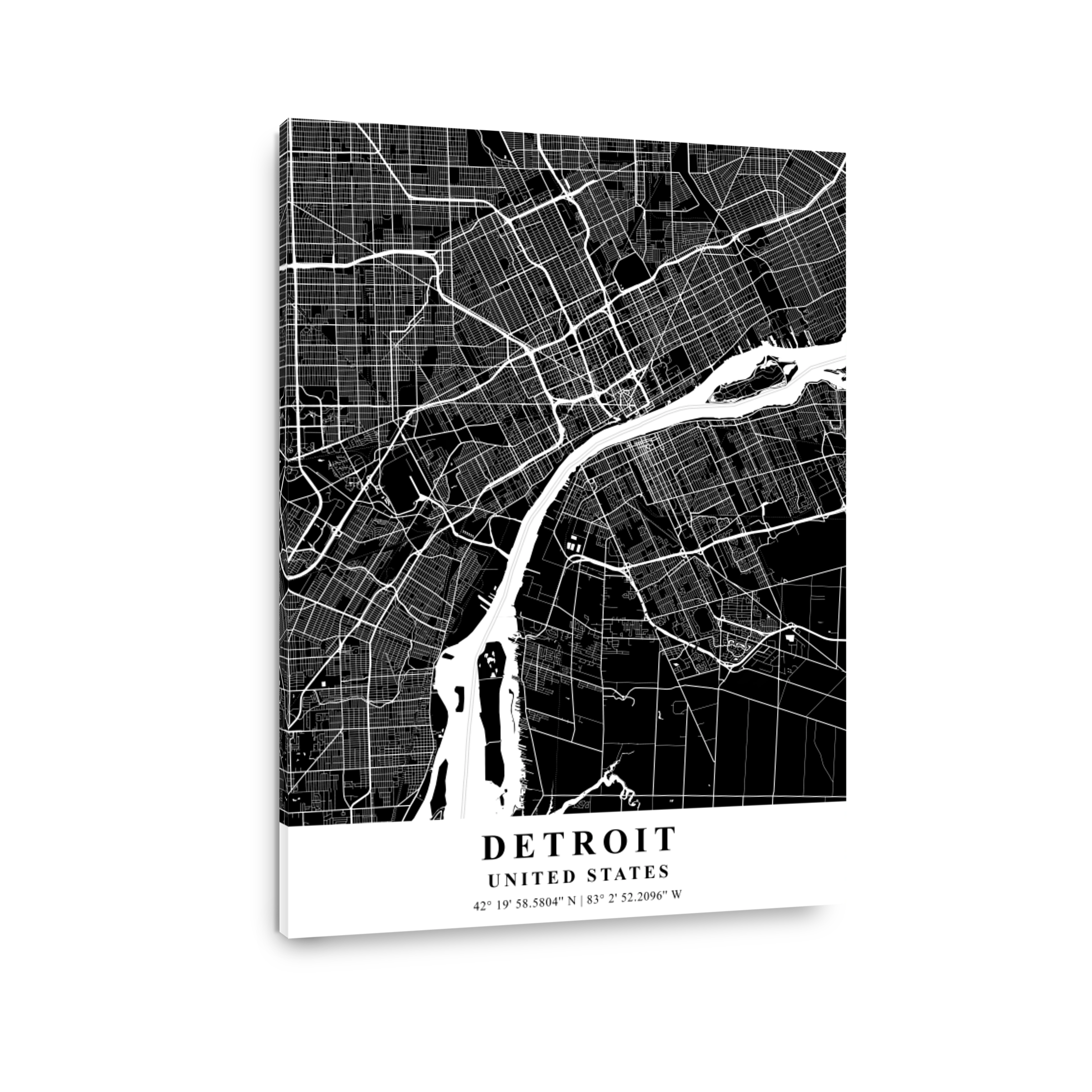 Detroit   United States Black Plane Map