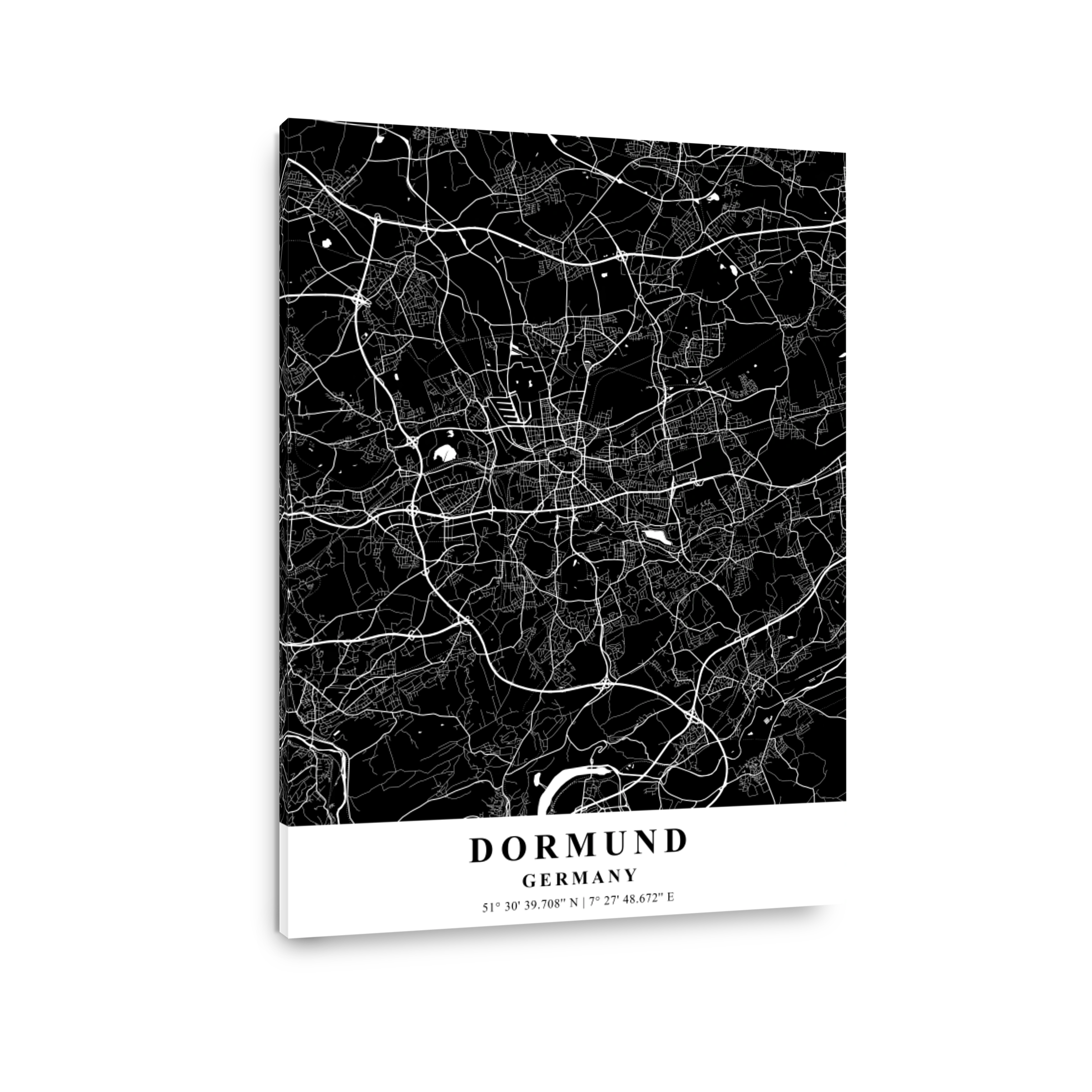 Dortmund   Germany Black Plane Map