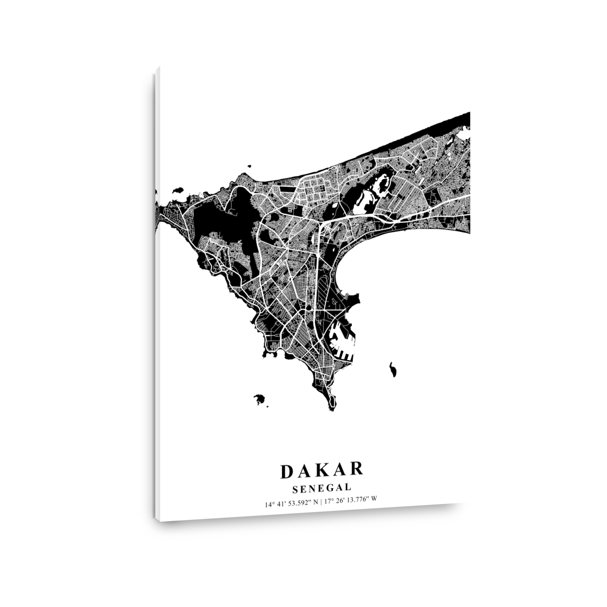 Dakar   Senegal Black Plane Map