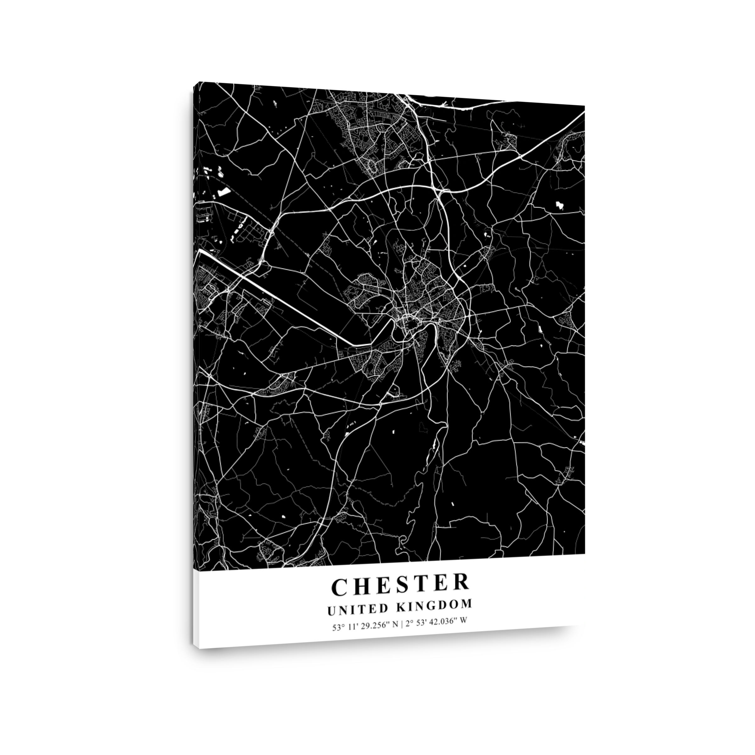 Chester   United Kingdom Black Plane Map