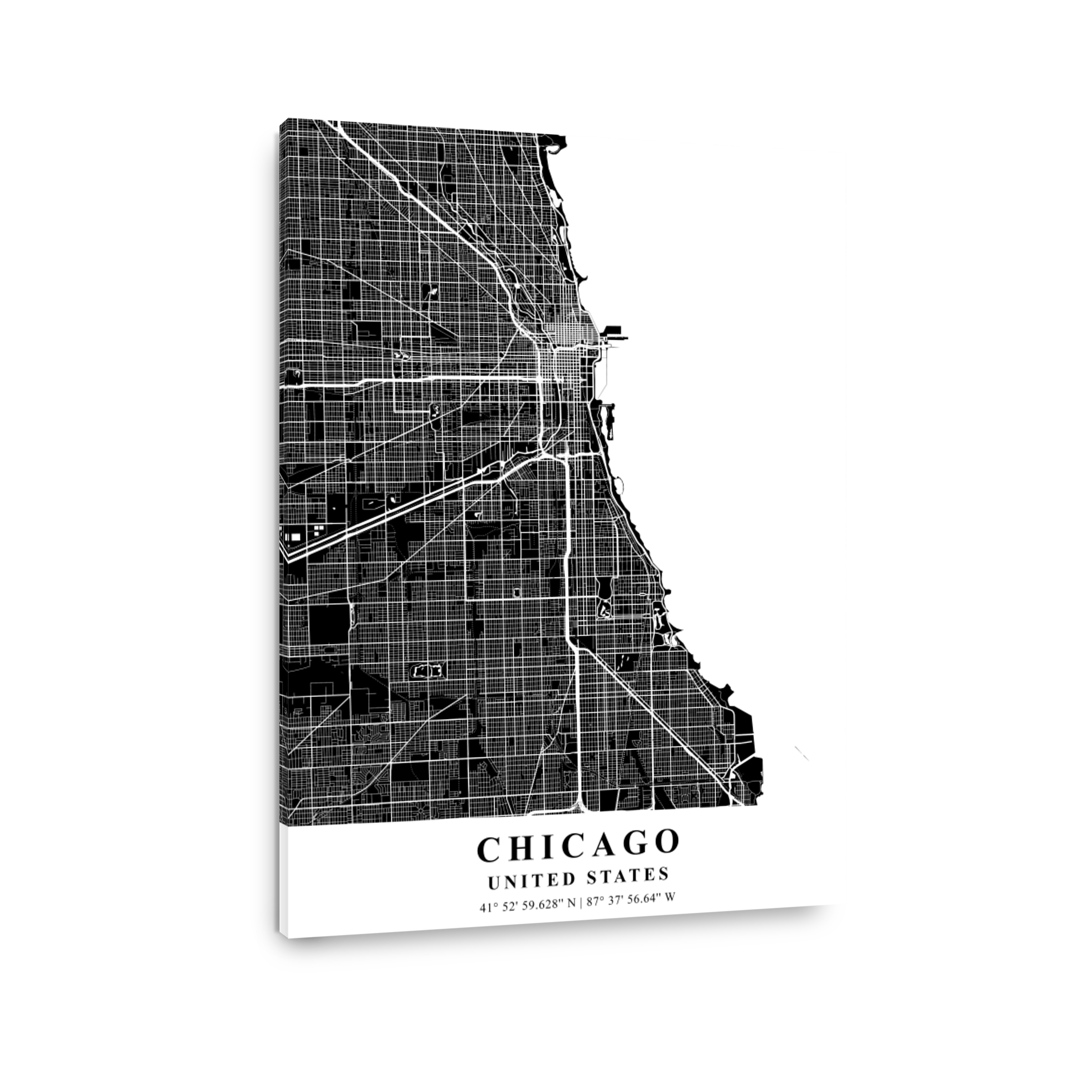 Chicago   United States Black Plane Map