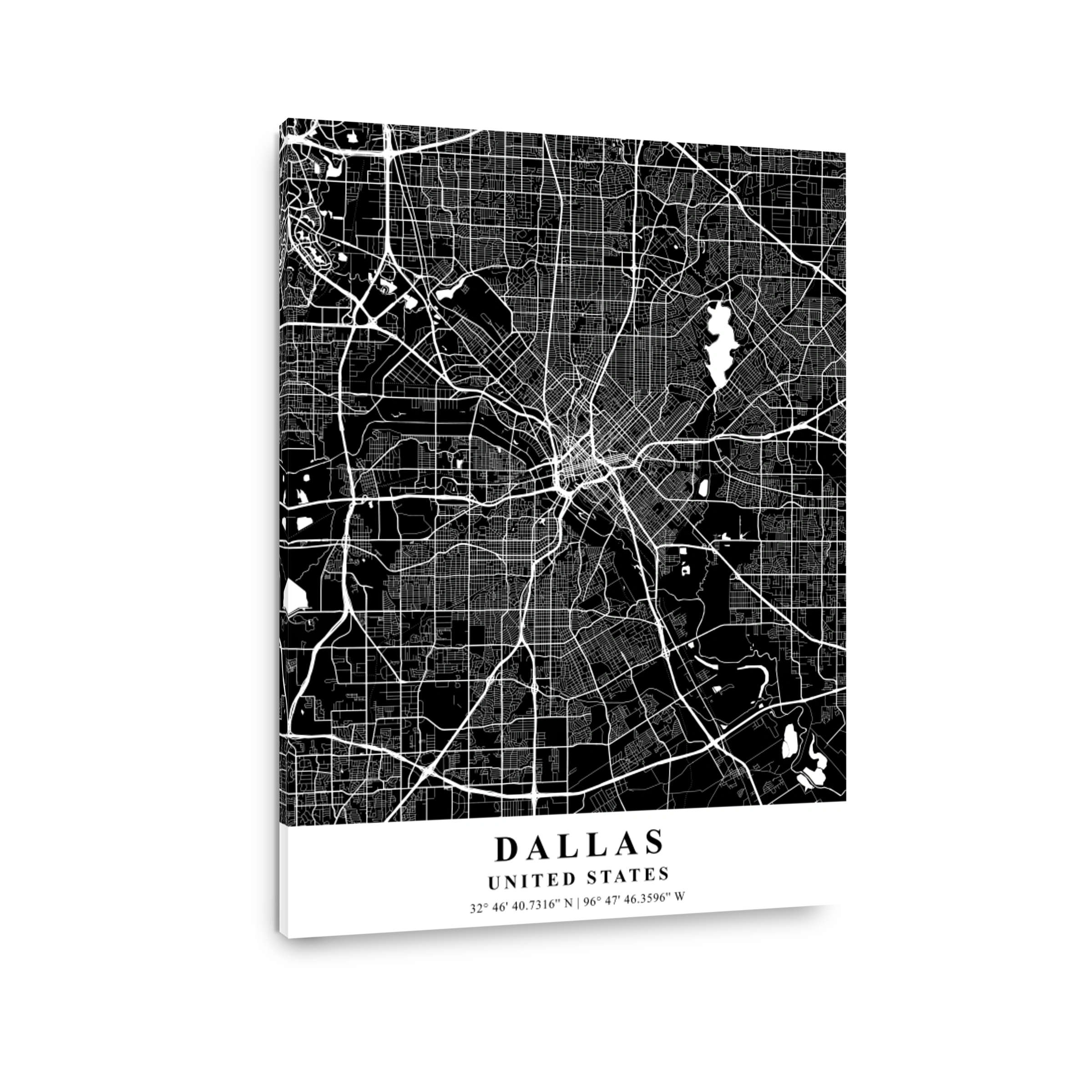Dallas   United States Black Plane Map
