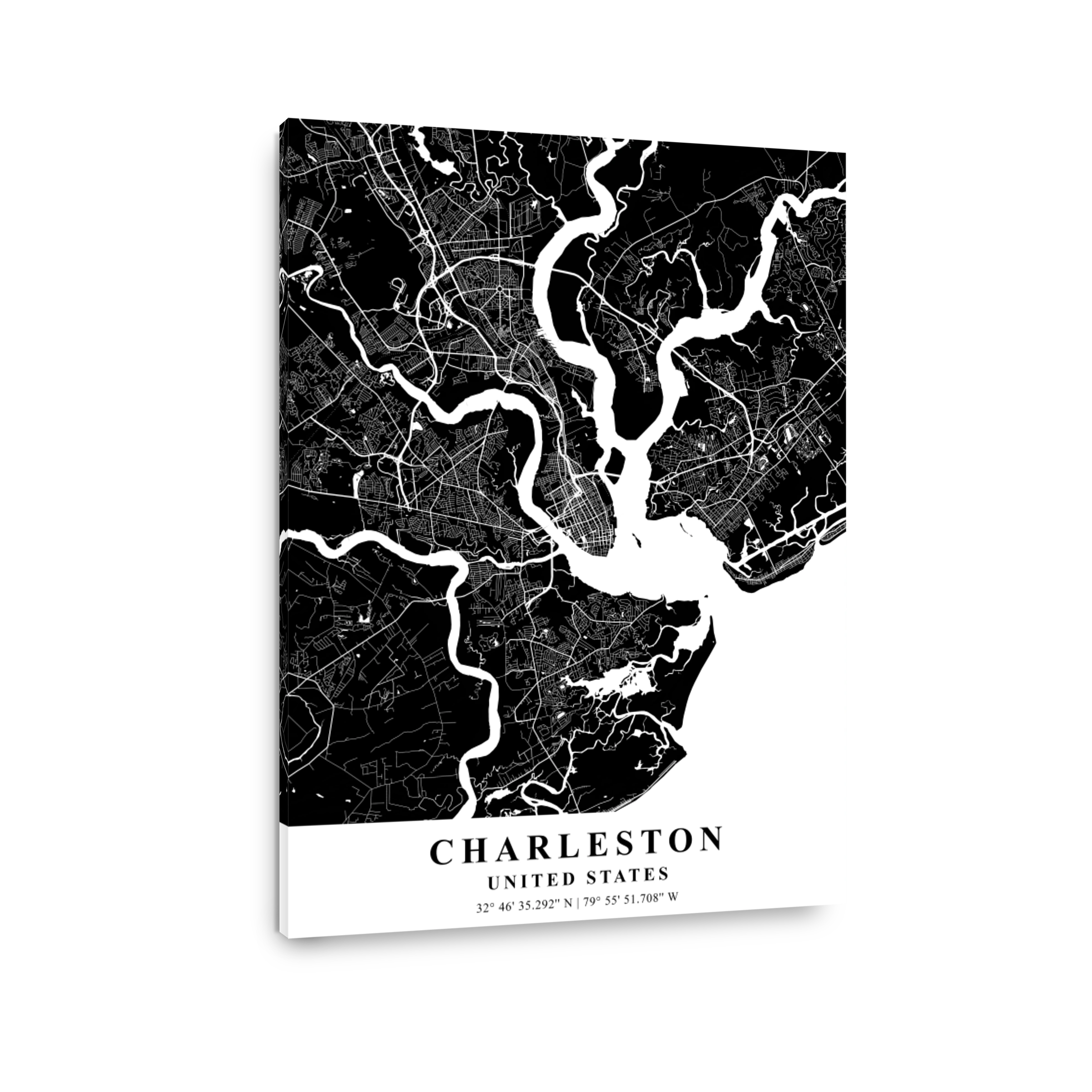Charleston   United States Black Plane Map