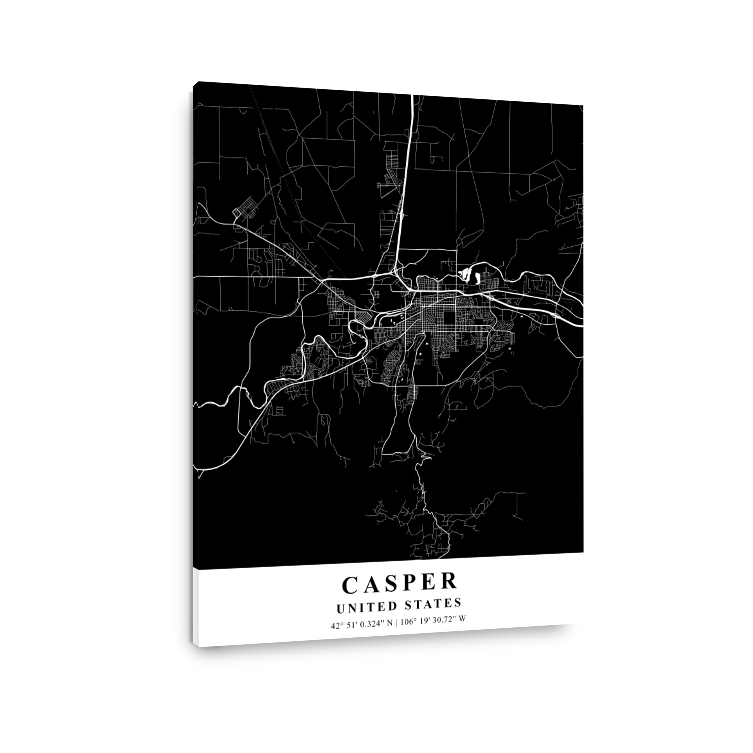 Casper   United States Black Plane Map
