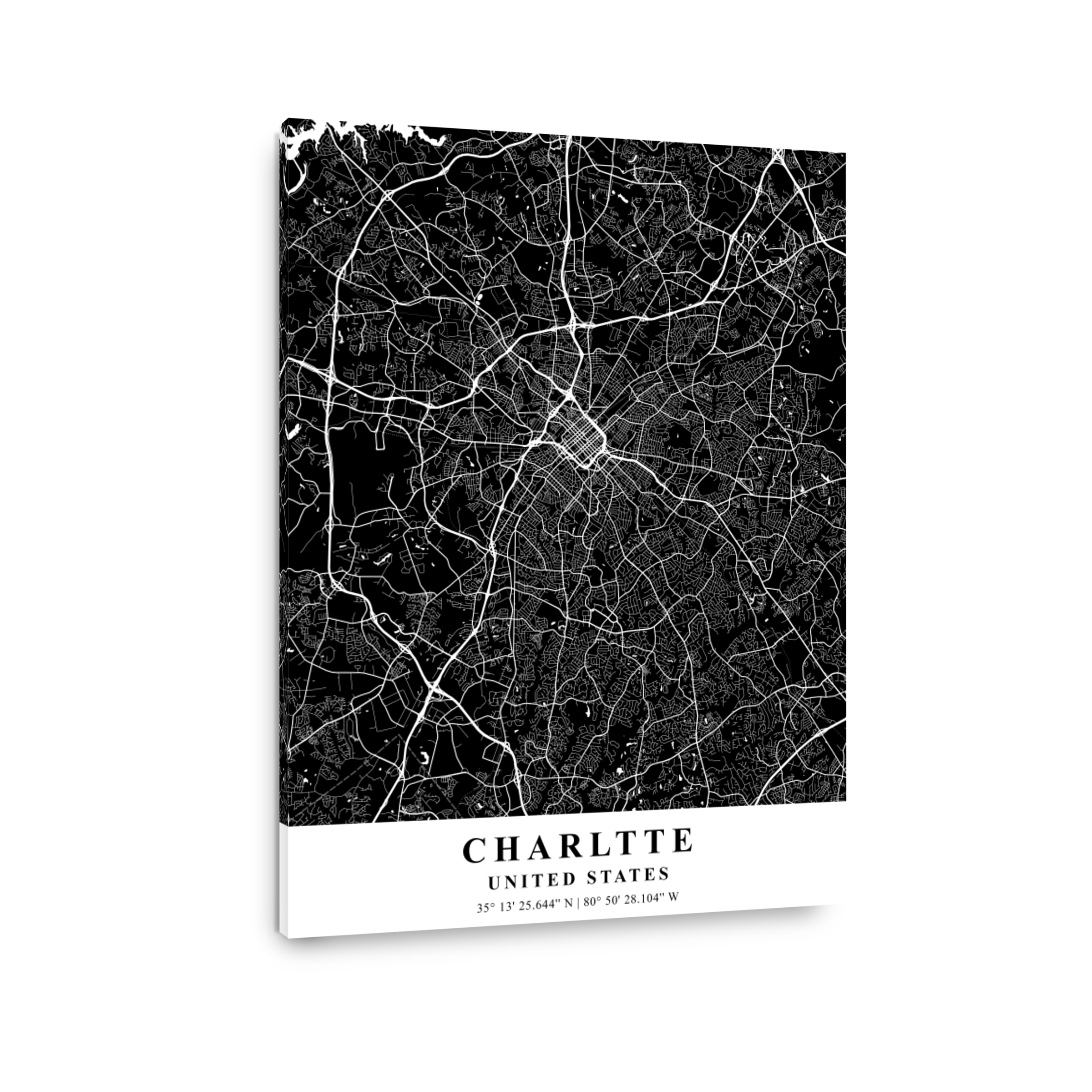Charlotte   United States Black Plane Map