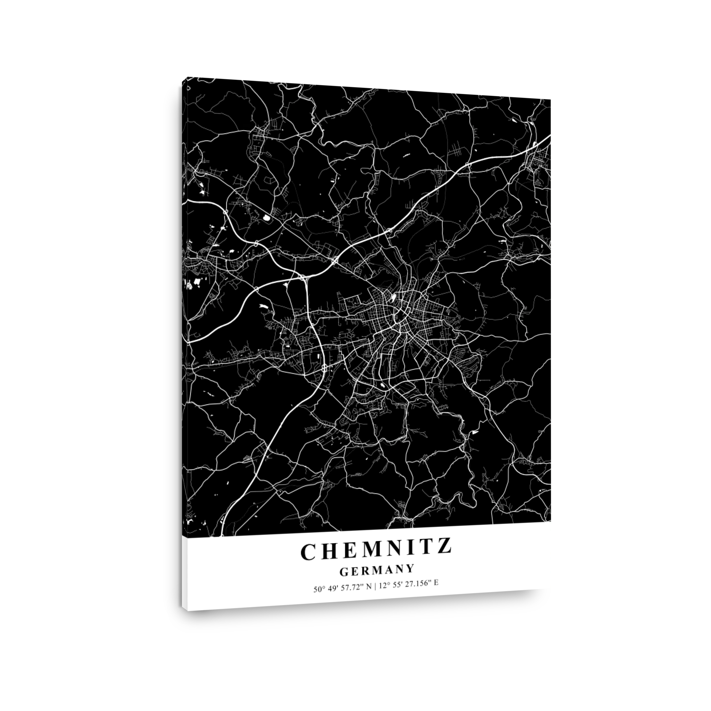 Chemnitz   Germany Black Plane Map
