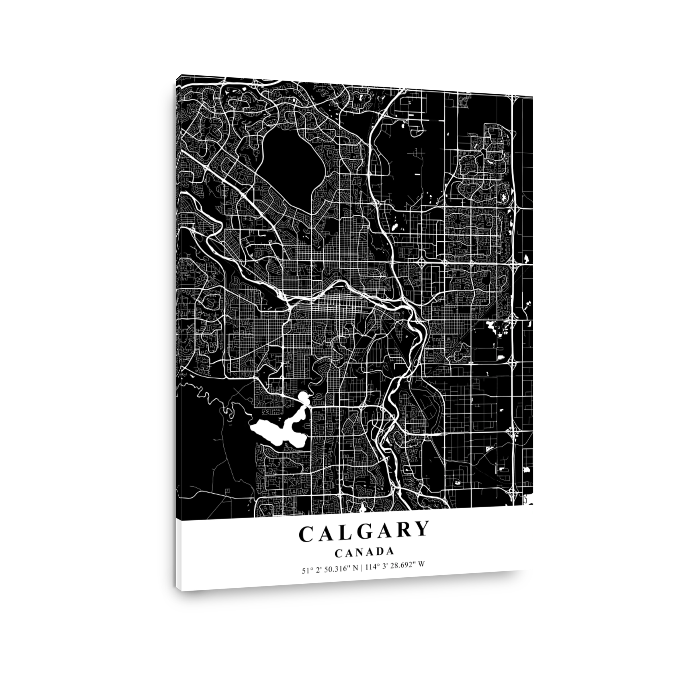 Calgary   Canada Black Plane Map