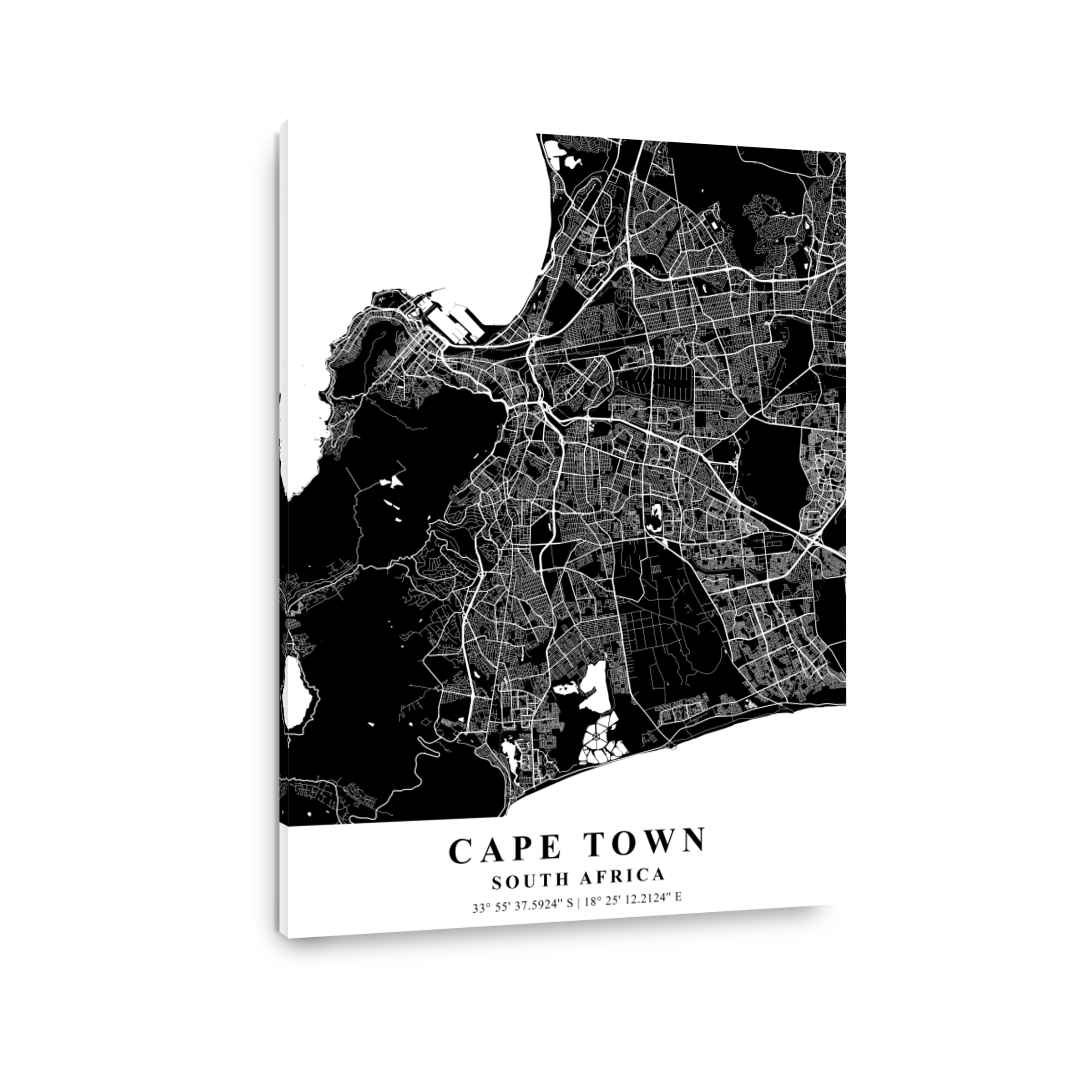 Cape Town   South Africa Black Plane Map