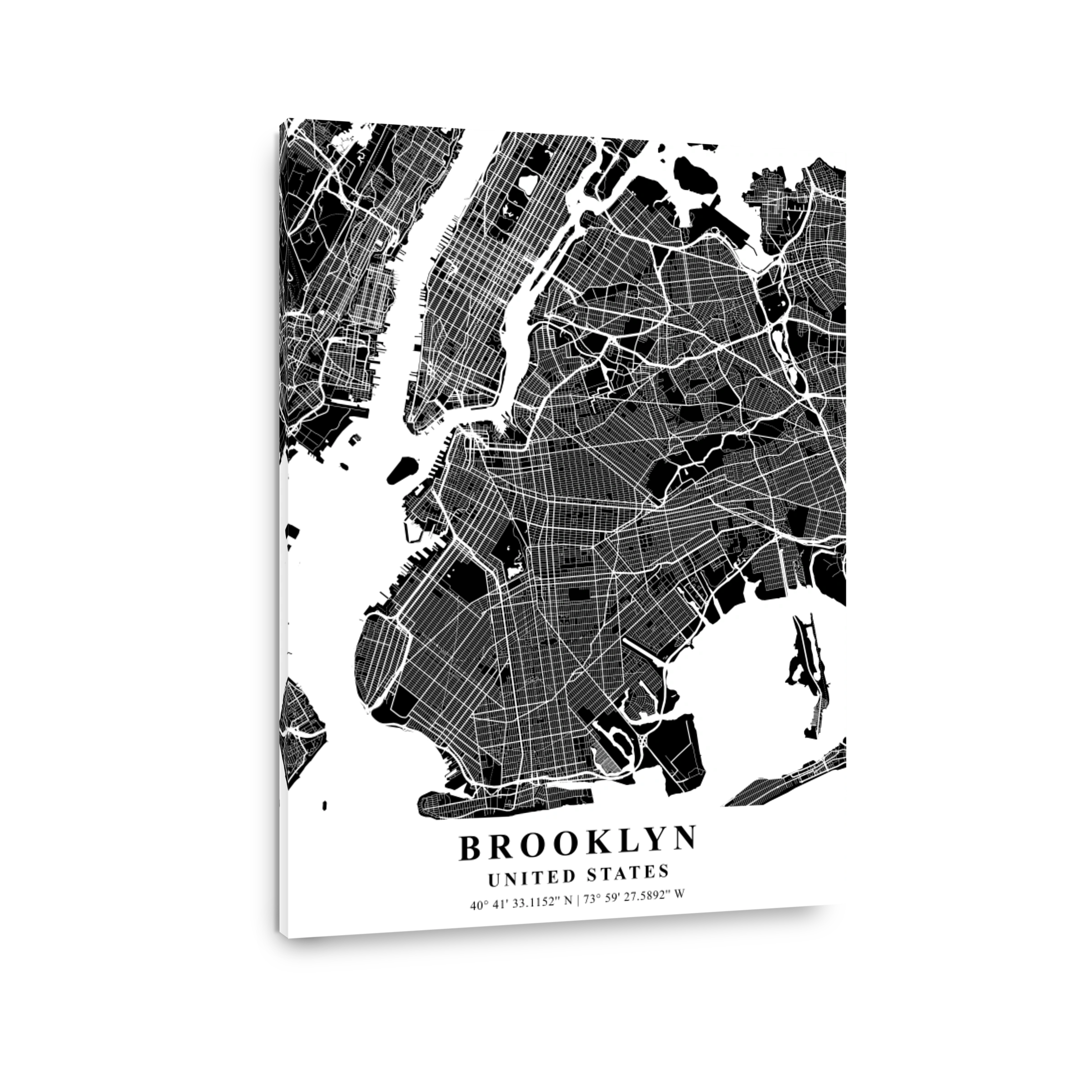 Brooklyn   United States Black Plane Map
