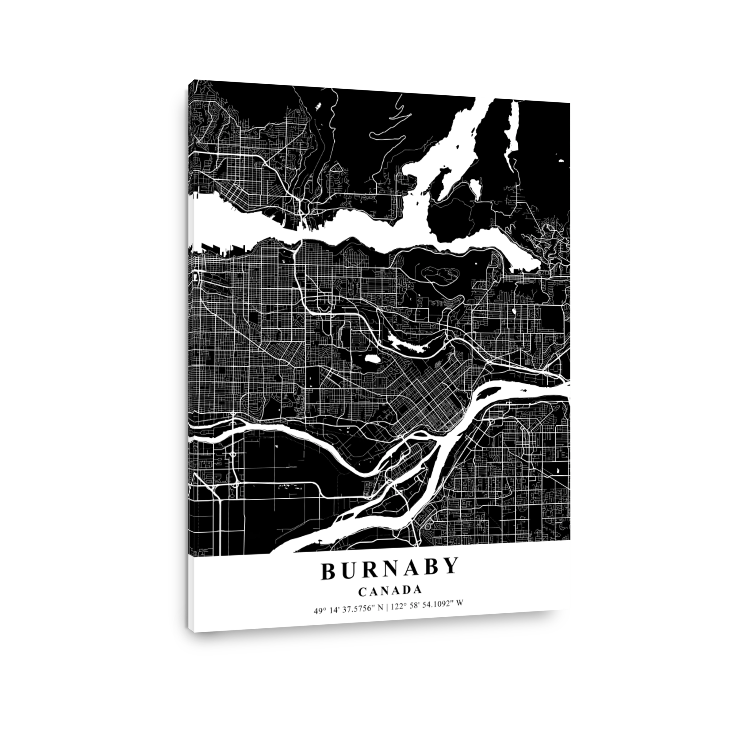 Burnaby   Canada Black Plane Map