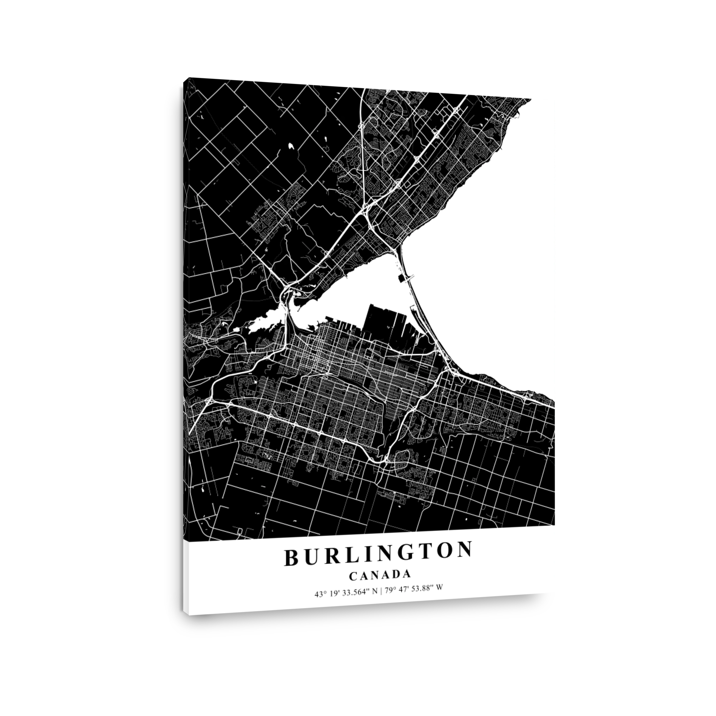 Burlington   Canada Black Plane Map
