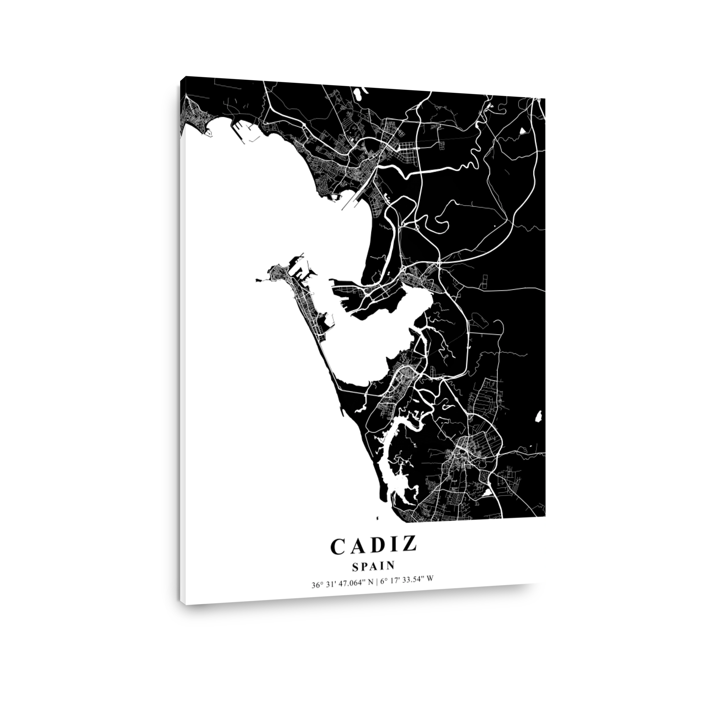 Cadiz   Spain Black Plane Map