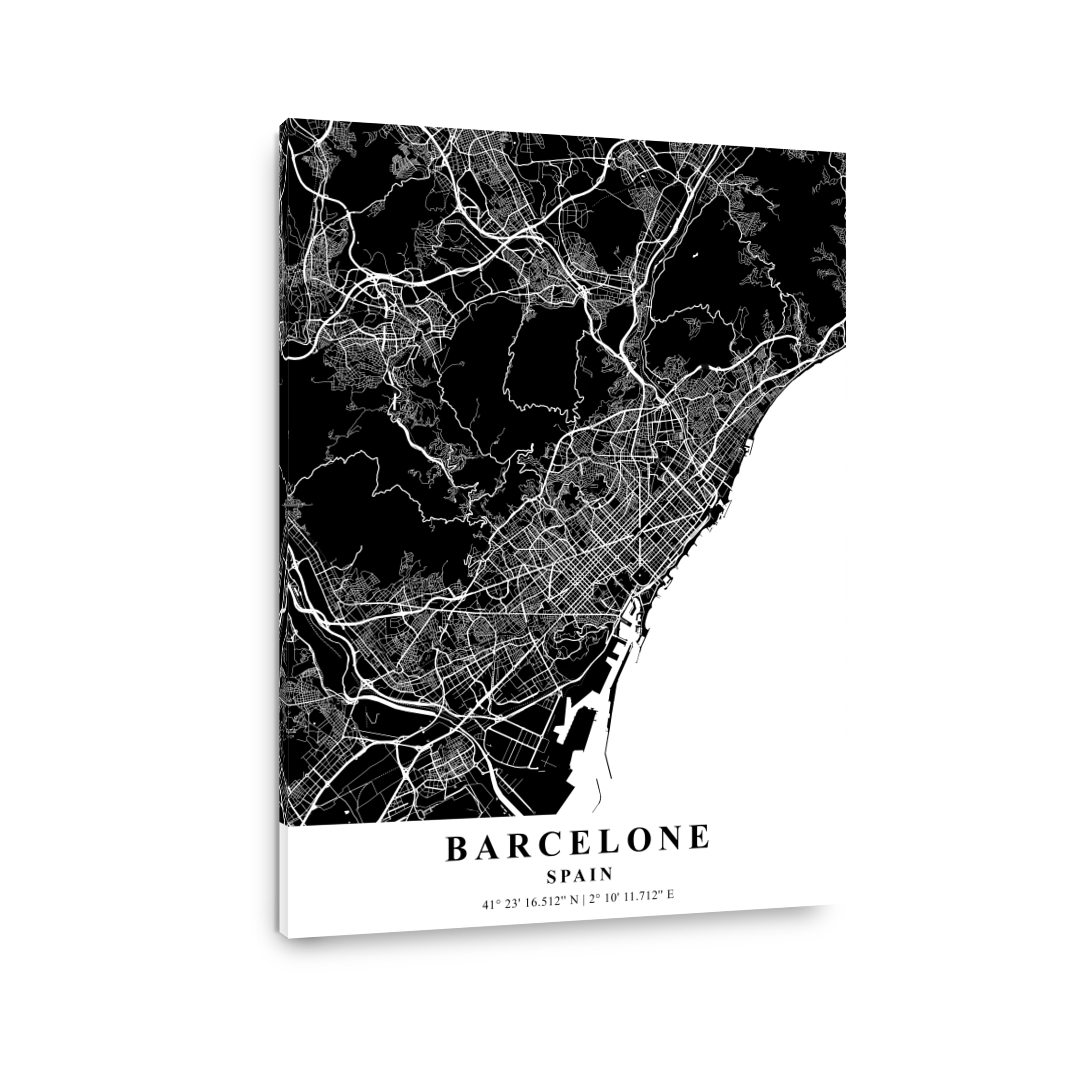 Barcelona   Spain Black Plane Map