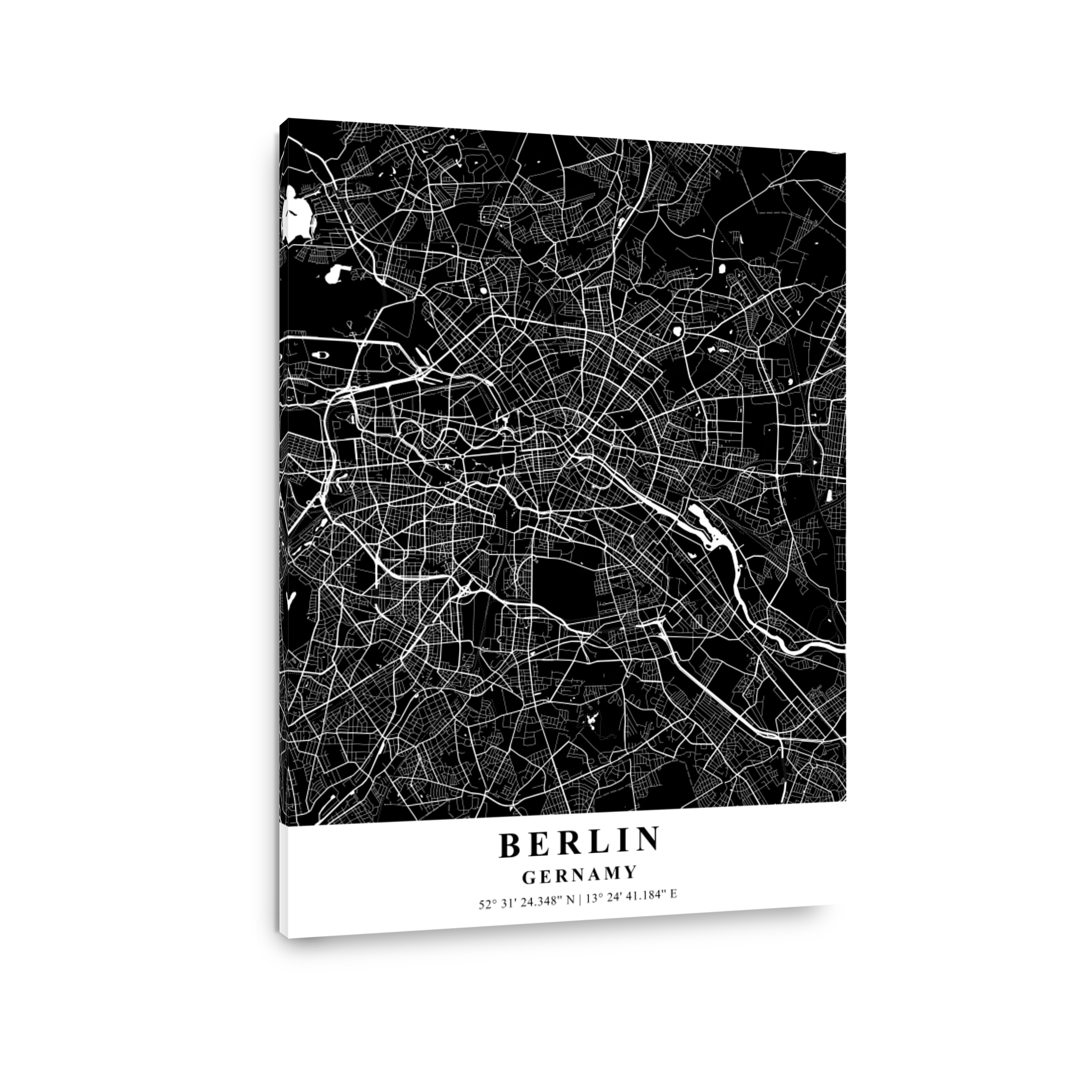 Berlin   Germany Black Plane Map