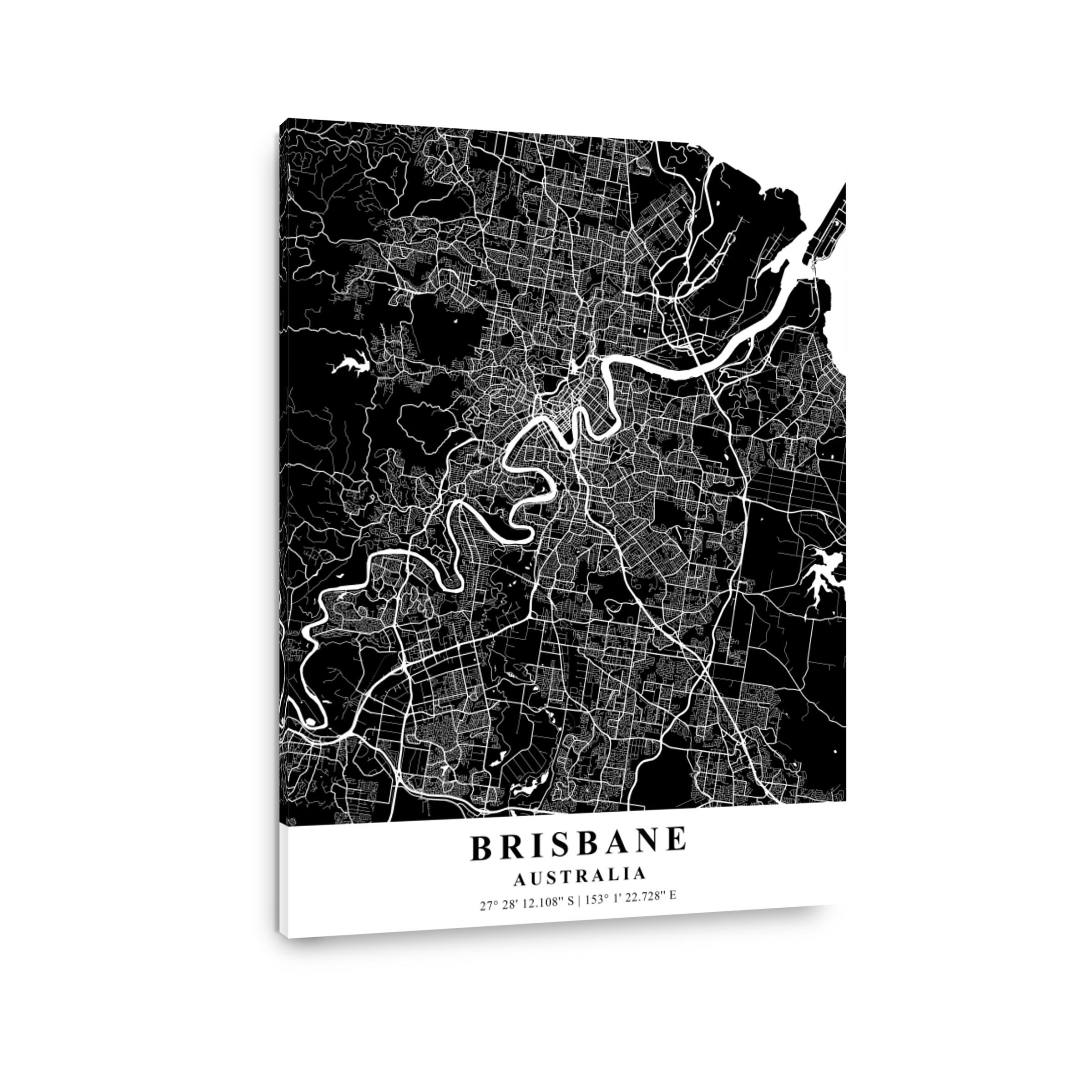 Brisbane  Australia Black Plane Map