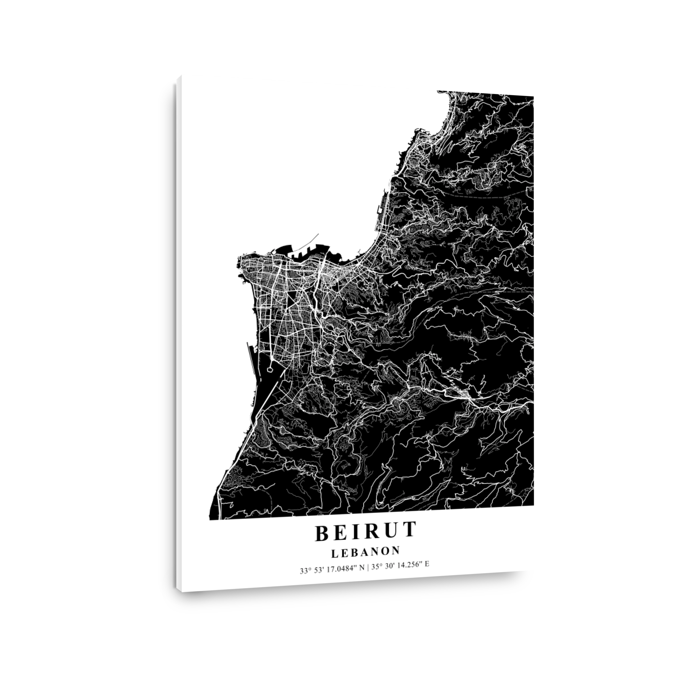 Beirut   Lebanon Black Plane Map