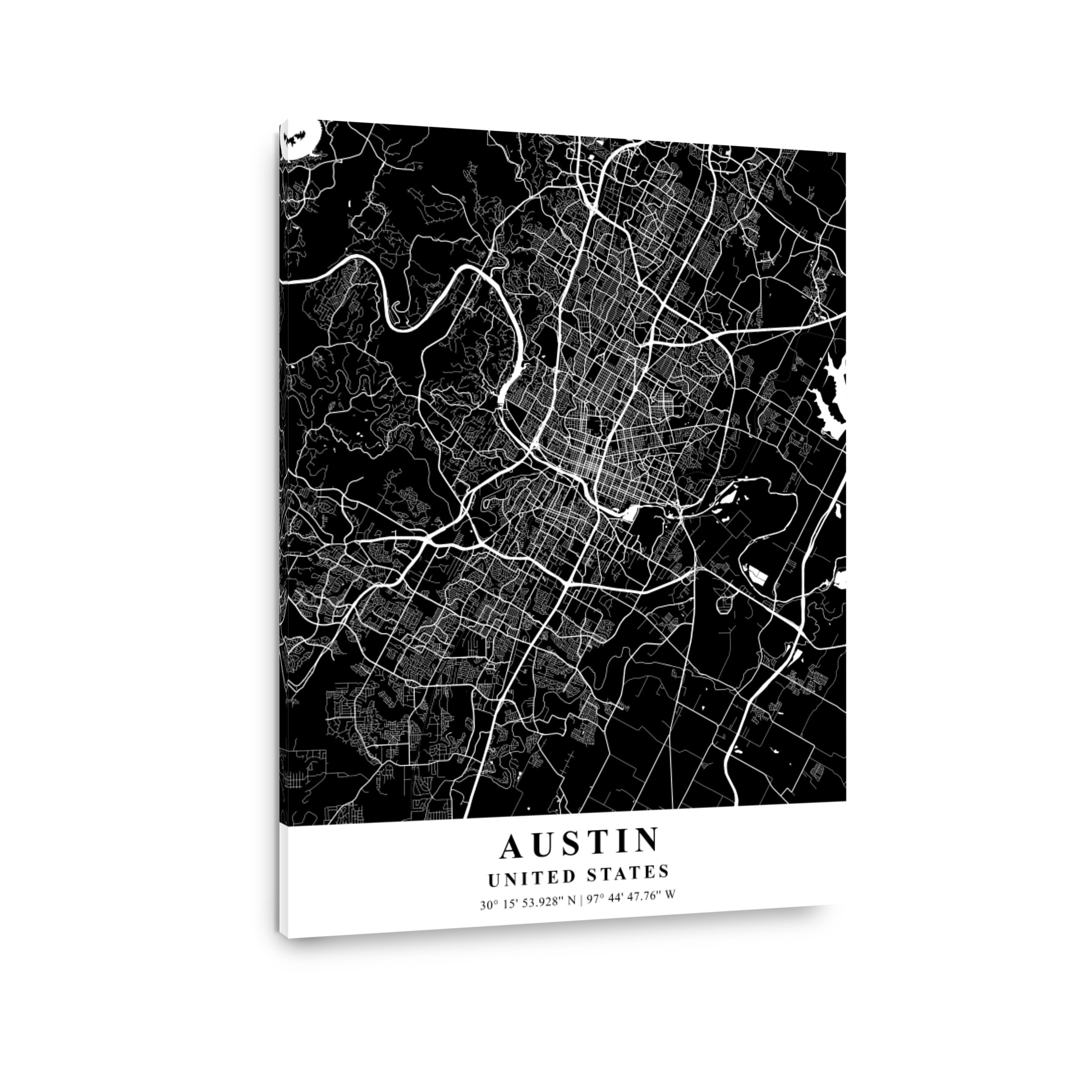 Austin   United States Black Plane Map
