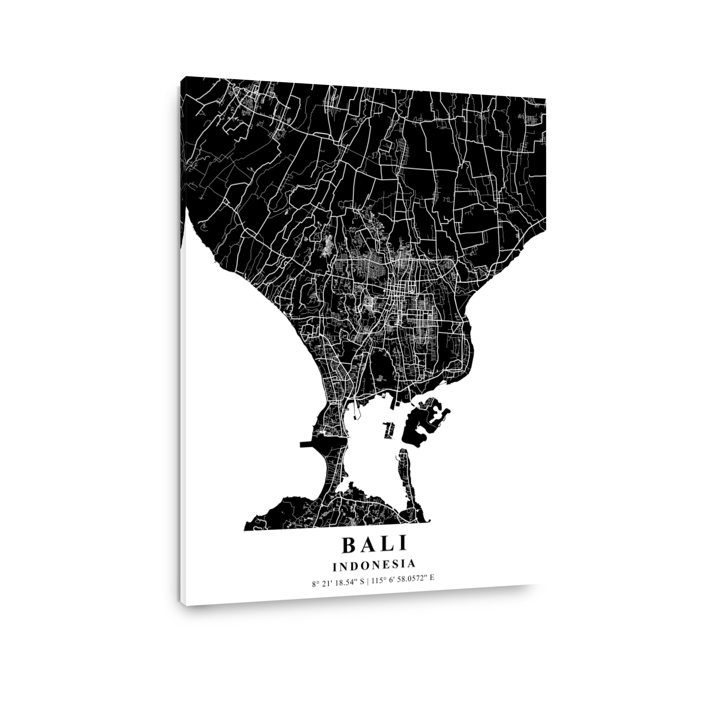 Bali   Indonesia Black Plane Map