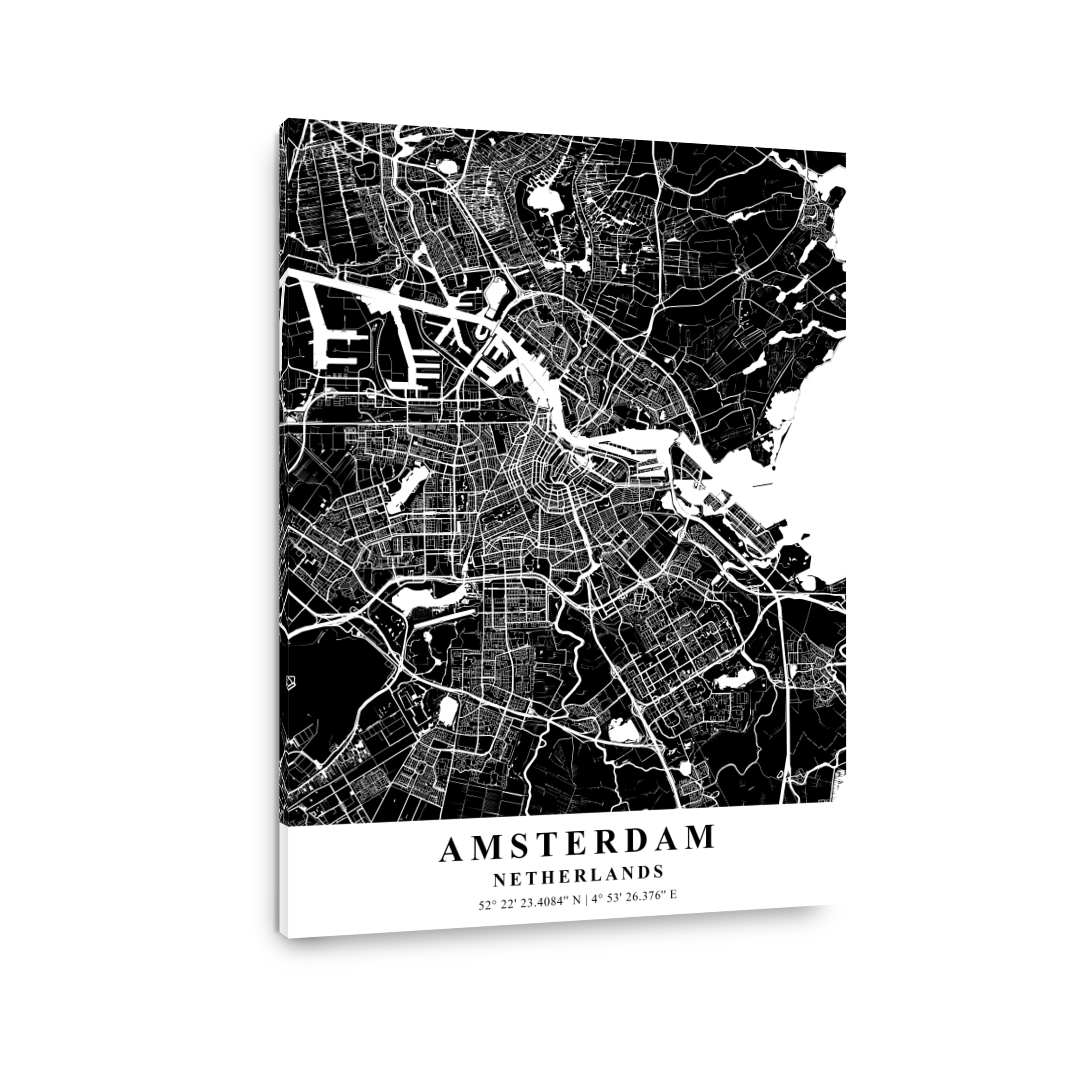 Amsterdam   Netherlands Black Plane Map