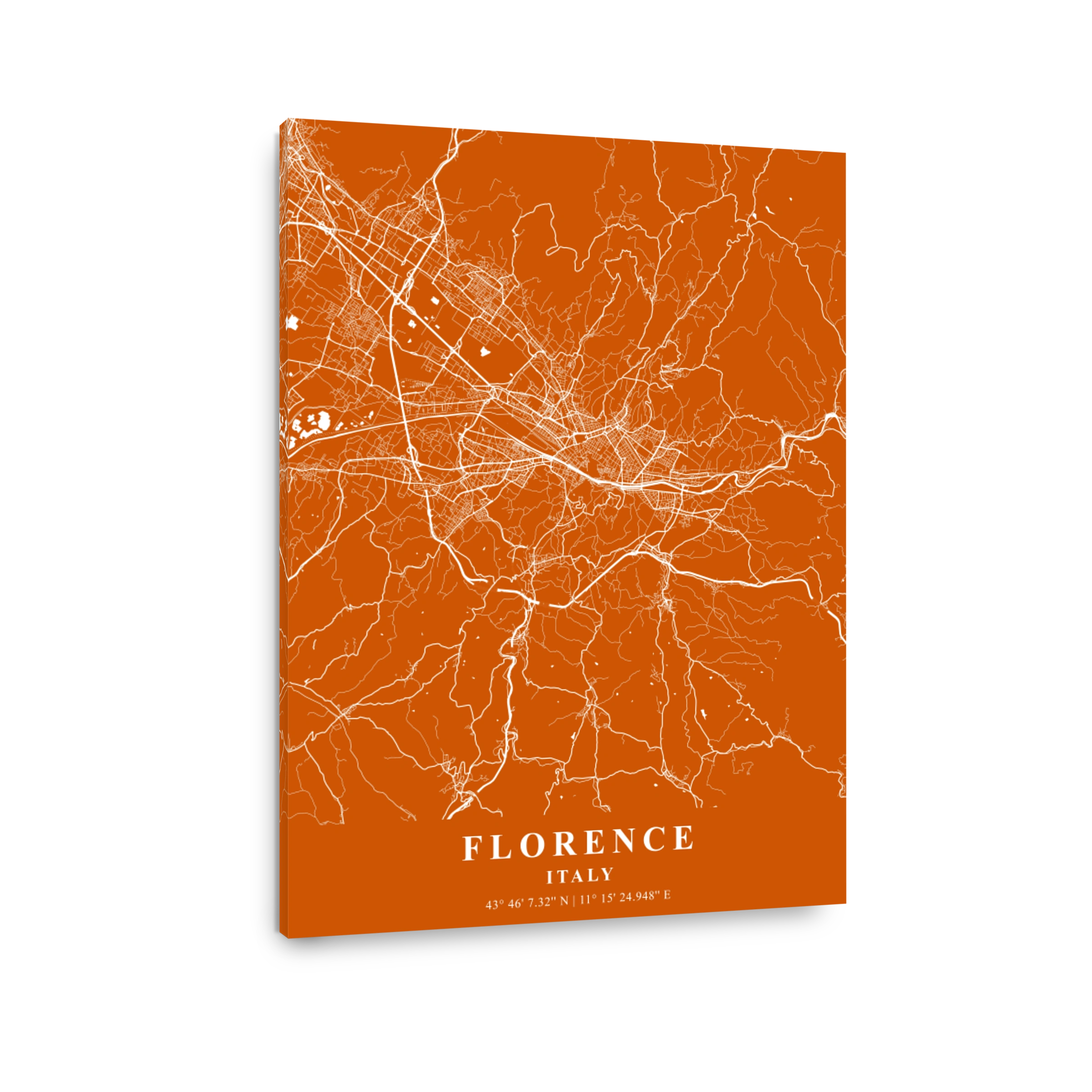 Florence   Italy Copper Plane Map