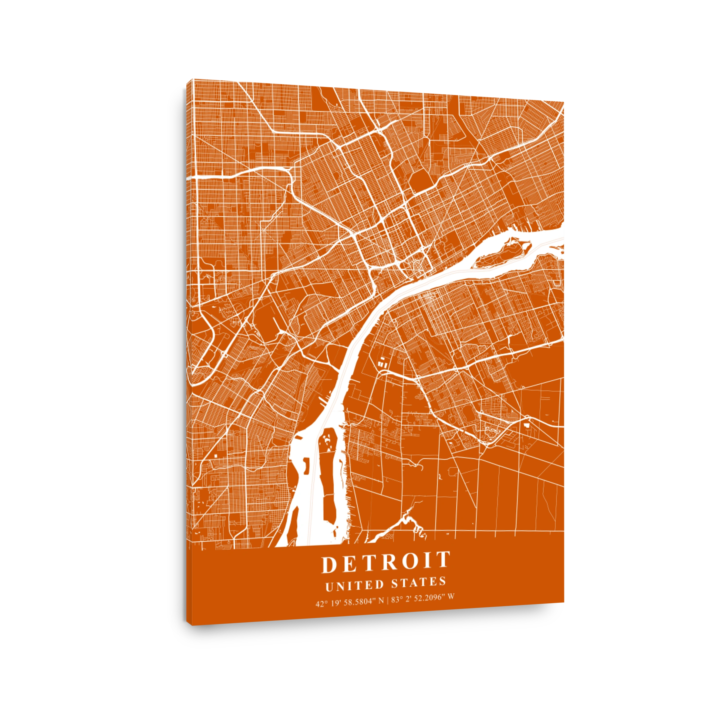 Detroit   United States Copper Plane Map