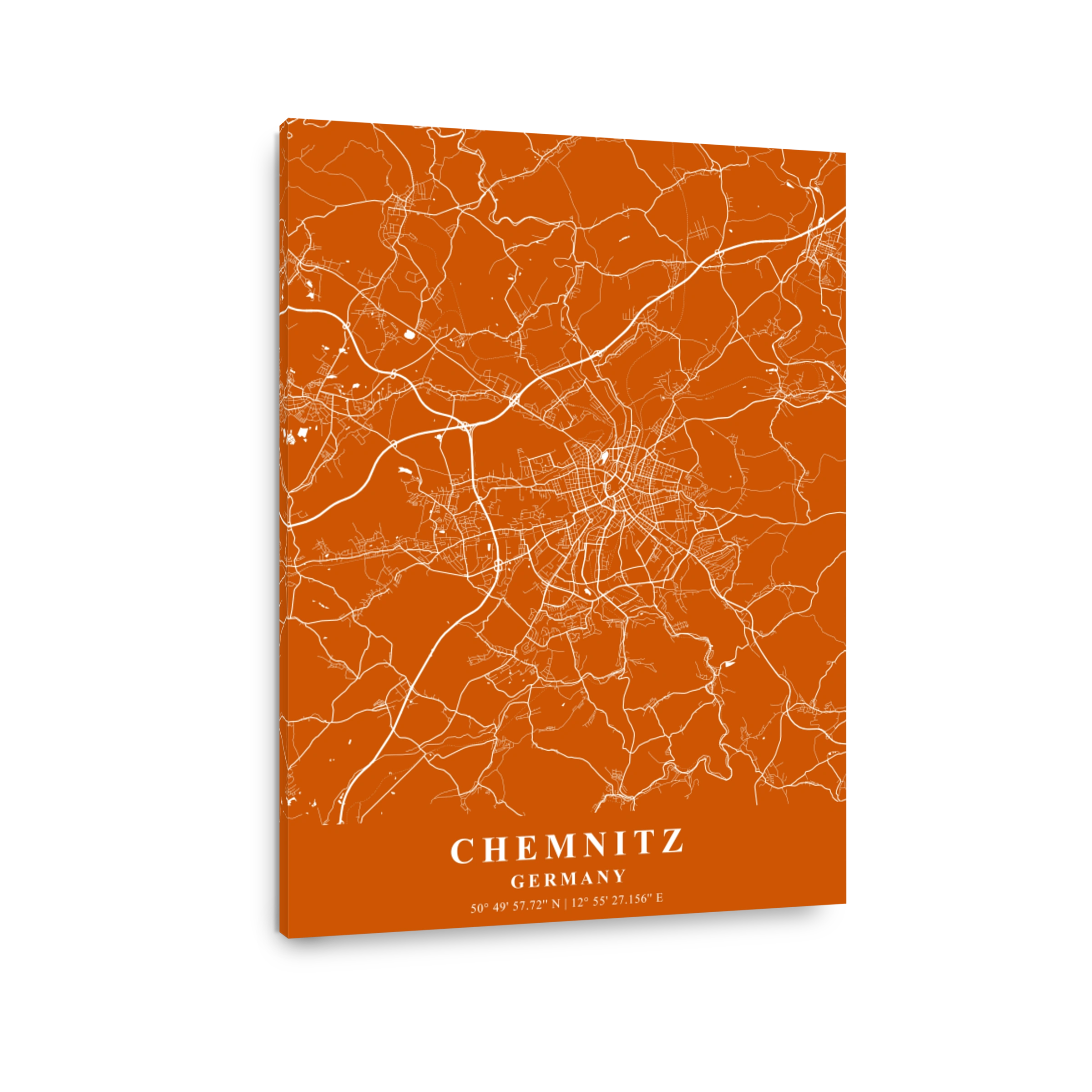 Chemnitz   Germany Copper Plane Map